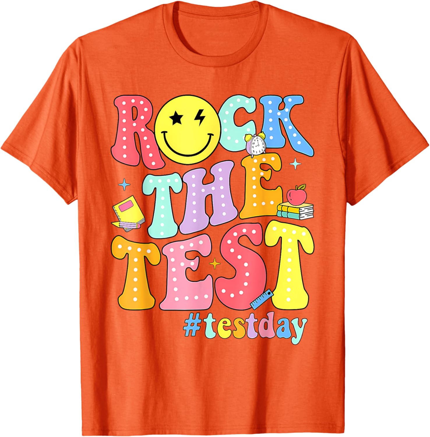 Rock The Test Testing Day Retro Motivational Teacher Student T-Shirt