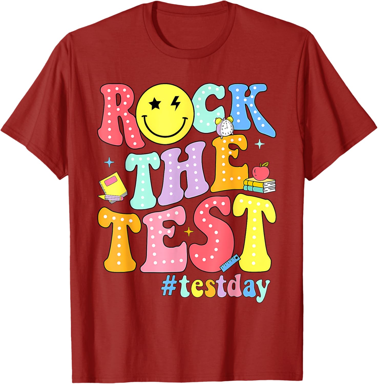 Rock The Test Testing Day Retro Motivational Teacher Student T-Shirt
