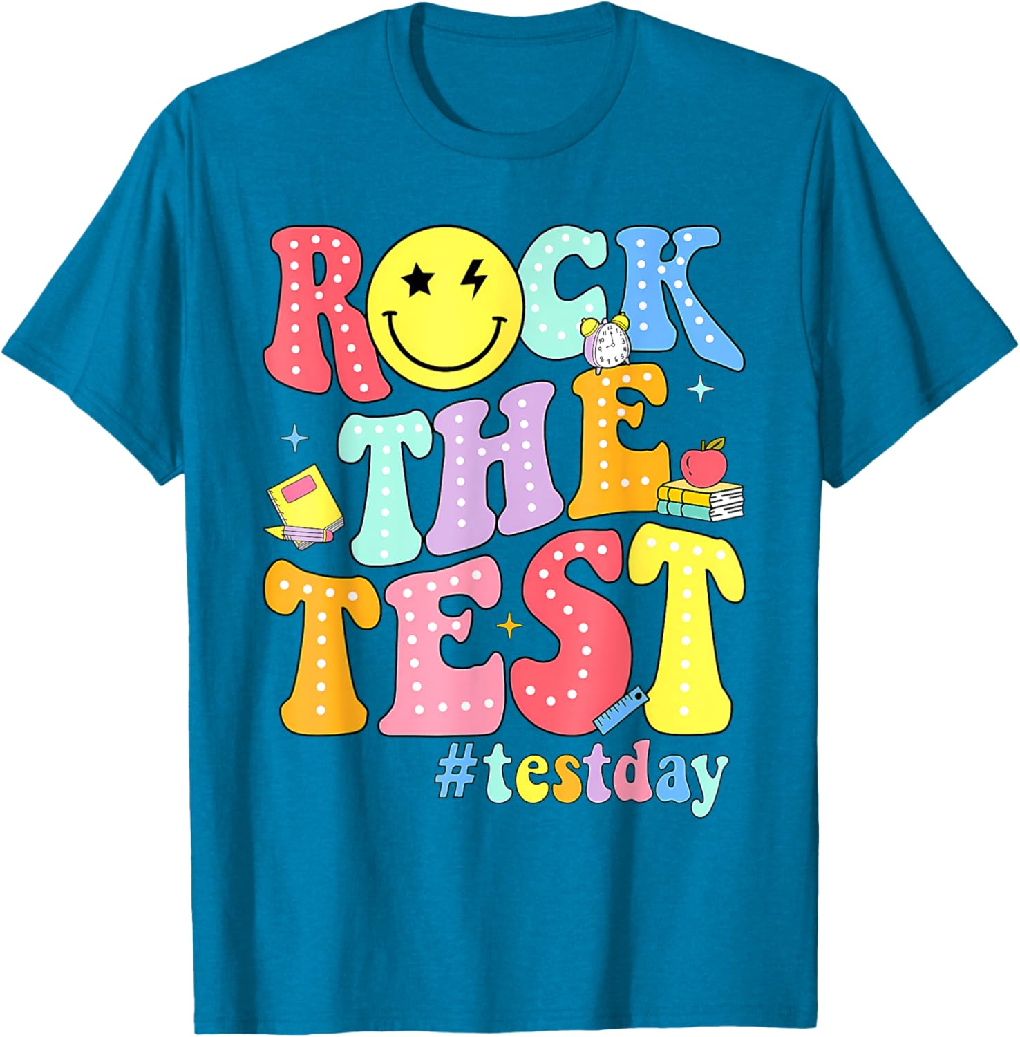 Rock The Test Testing Day Retro Motivational Teacher Student T-Shirt