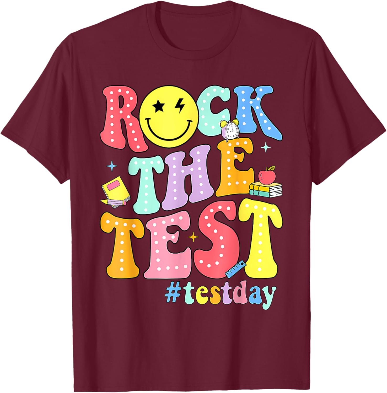 Rock The Test Testing Day Retro Motivational Teacher Student T-Shirt