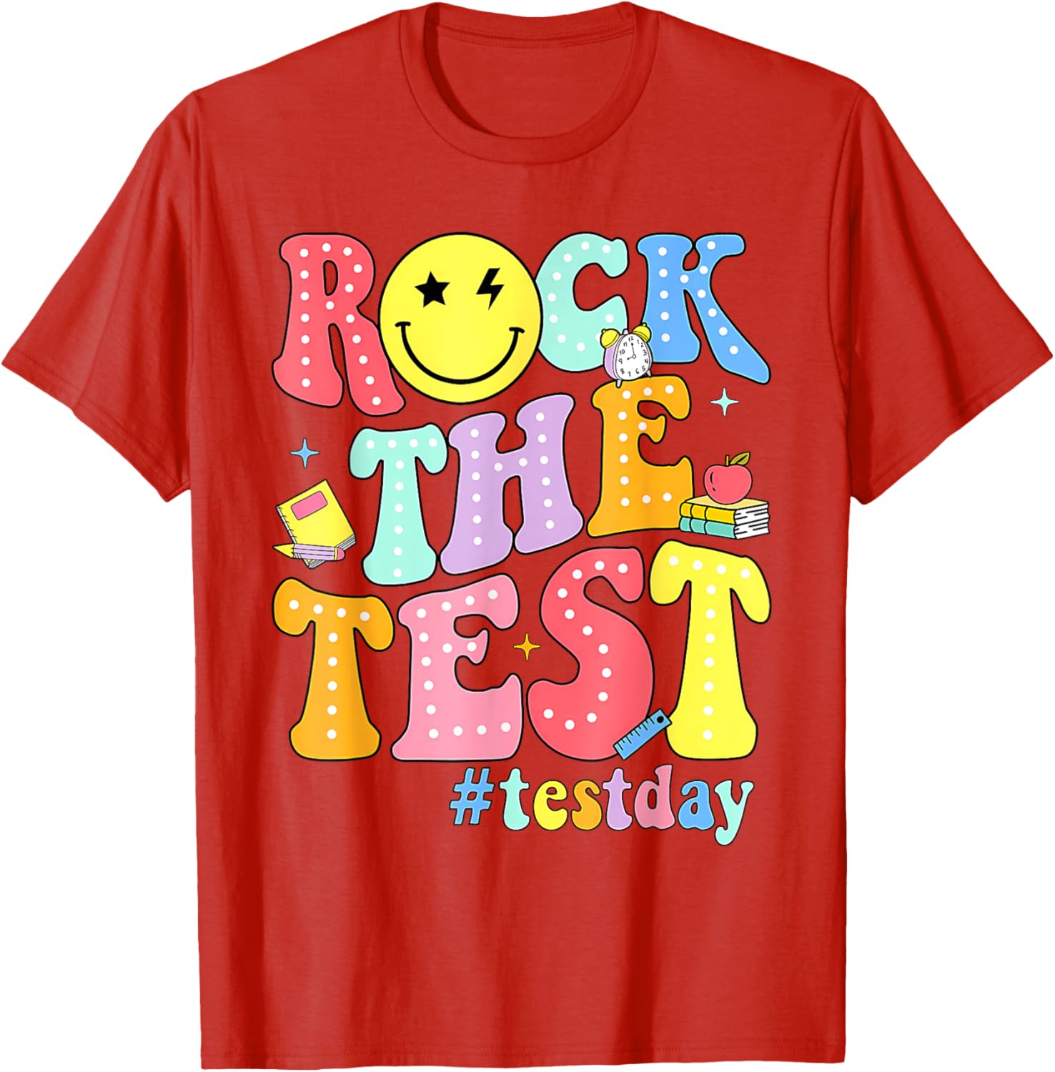 Rock The Test Testing Day Retro Motivational Teacher Student T-Shirt