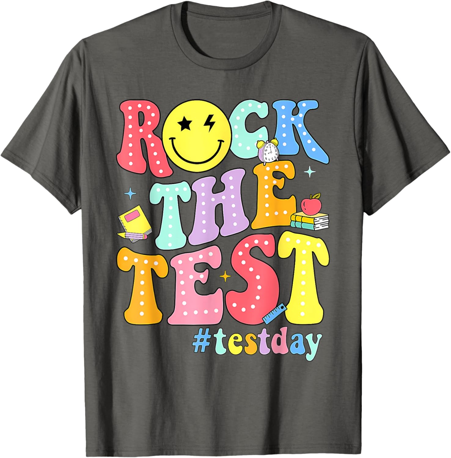 Rock The Test Testing Day Retro Motivational Teacher Student T-Shirt