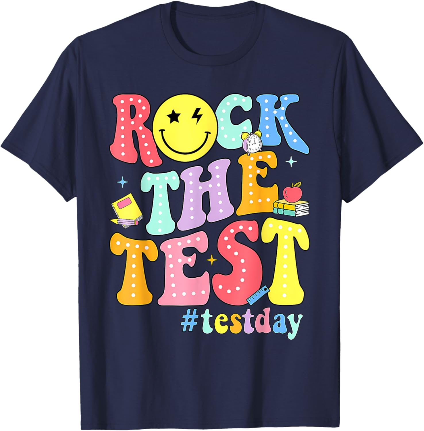 Rock The Test Testing Day Retro Motivational Teacher Student T-Shirt