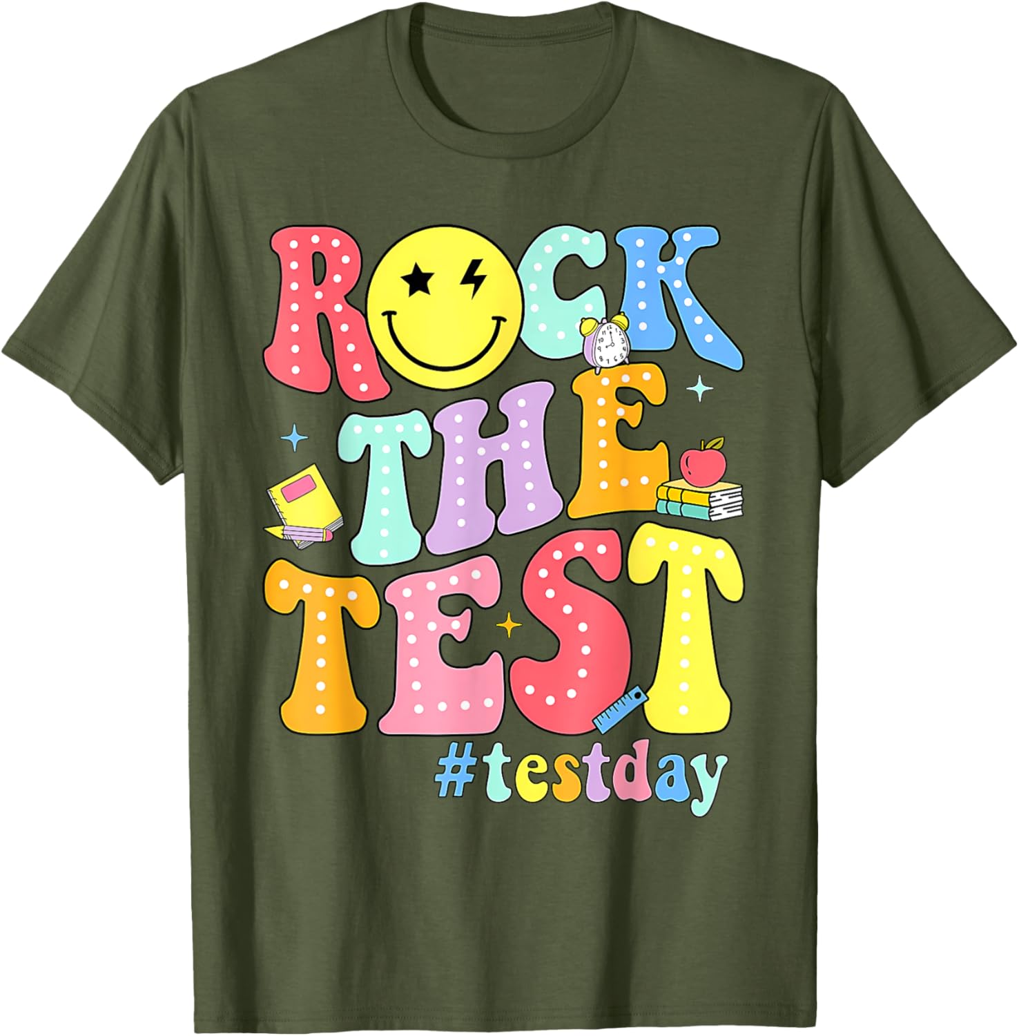 Rock The Test Testing Day Retro Motivational Teacher Student T-Shirt