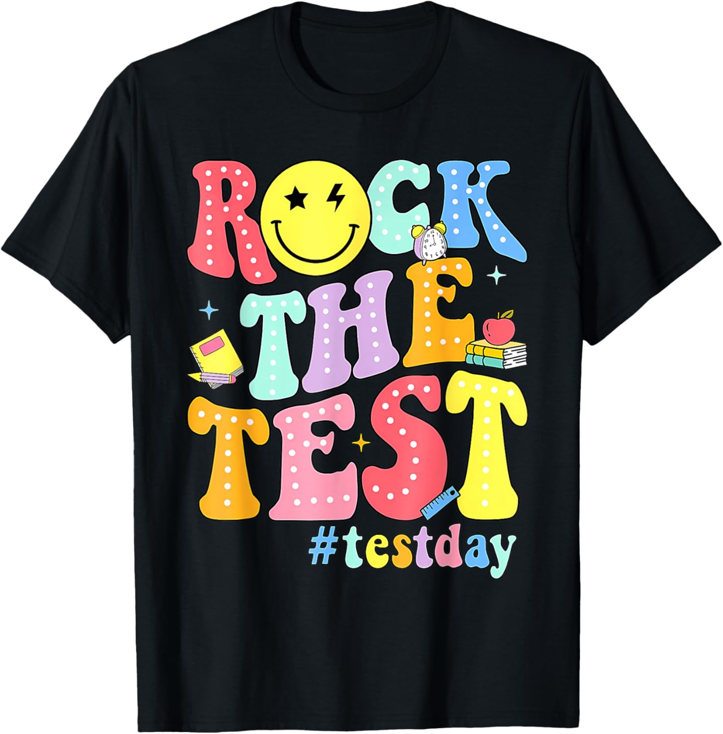 Rock The Test Testing Day Retro Motivational Teacher Student T-Shirt