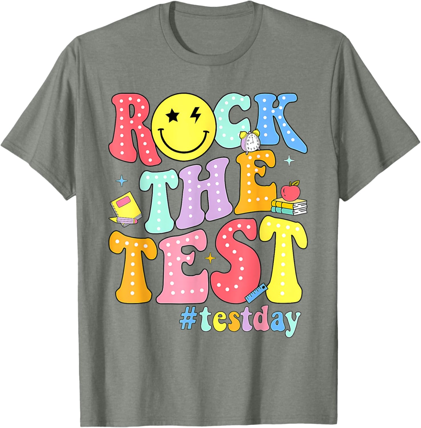 Rock The Test Testing Day Retro Motivational Teacher Student T-Shirt