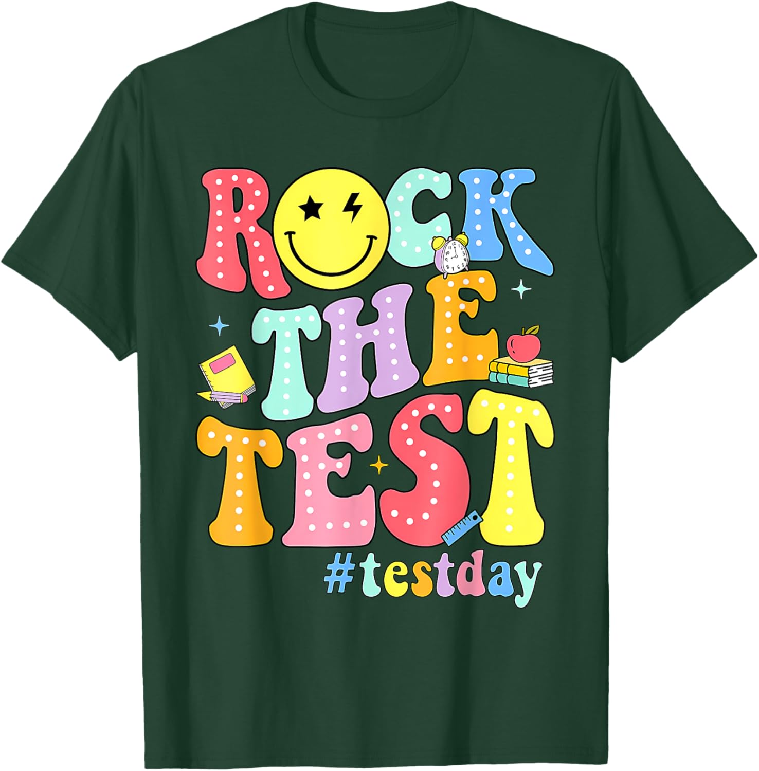 Rock The Test Testing Day Retro Motivational Teacher Student T-Shirt