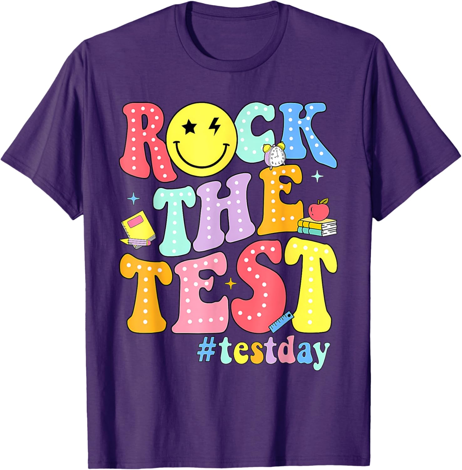 Rock The Test Testing Day Retro Motivational Teacher Student T-Shirt