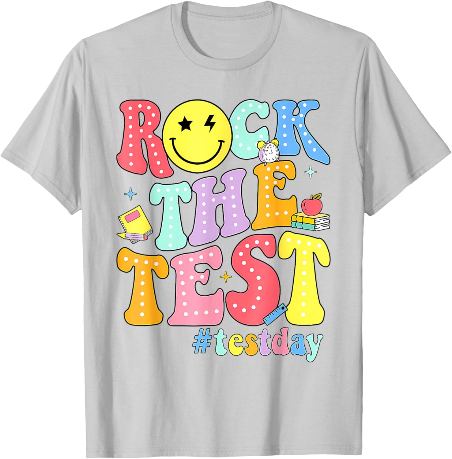 Rock The Test Testing Day Retro Motivational Teacher Student T-Shirt