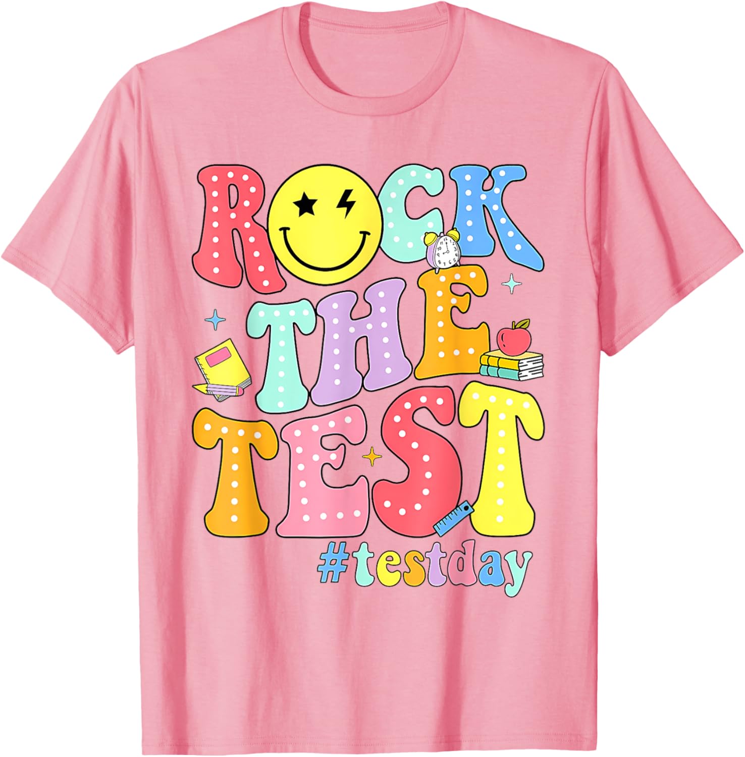 Rock The Test Testing Day Retro Motivational Teacher Student T-Shirt