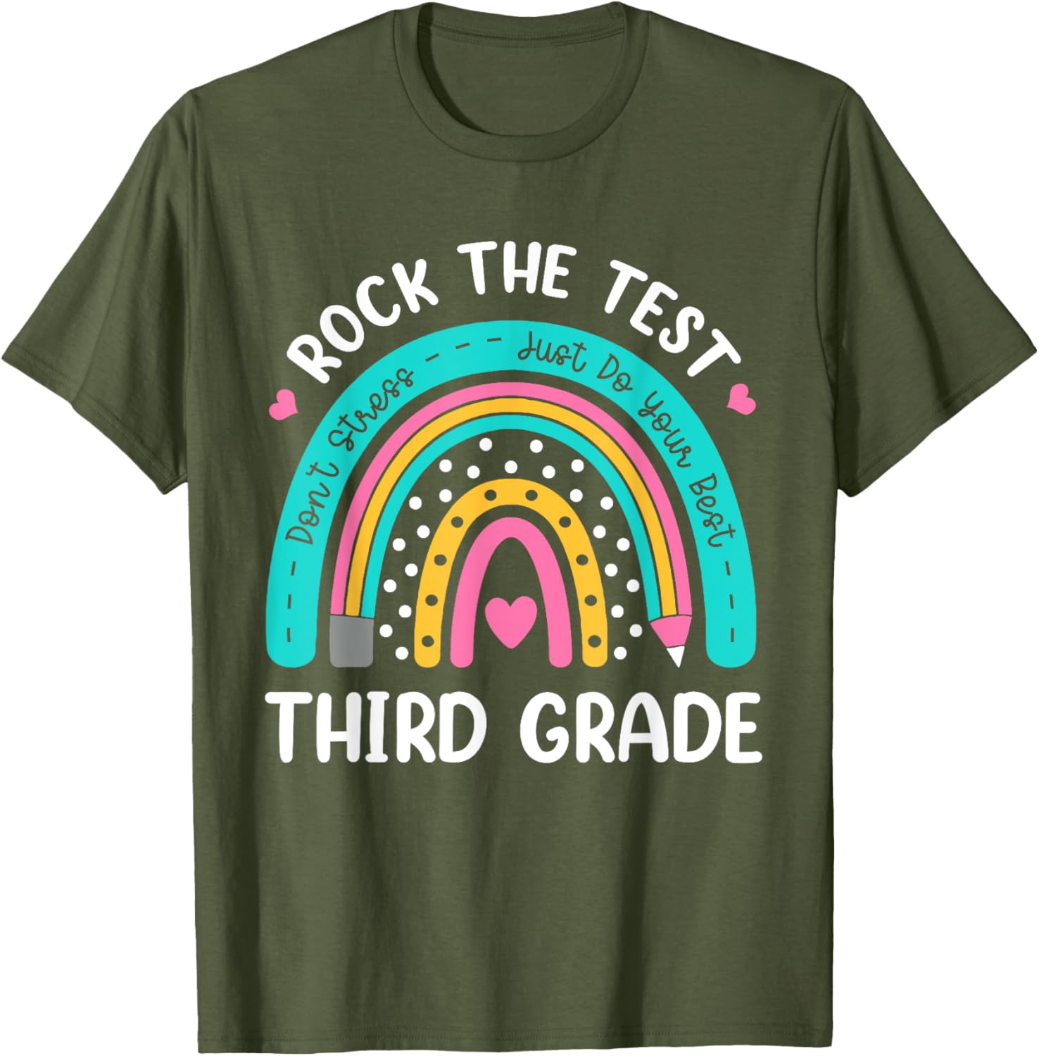 Rock The Test Third Grade Rainbow Test Day Teacher Student T-Shirt