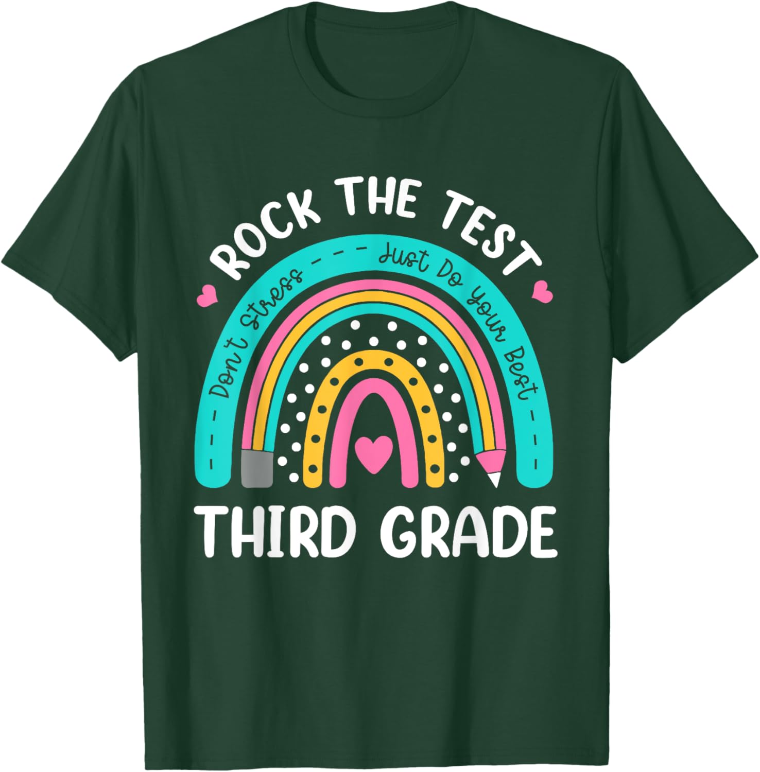Rock The Test Third Grade Rainbow Test Day Teacher Student T-Shirt