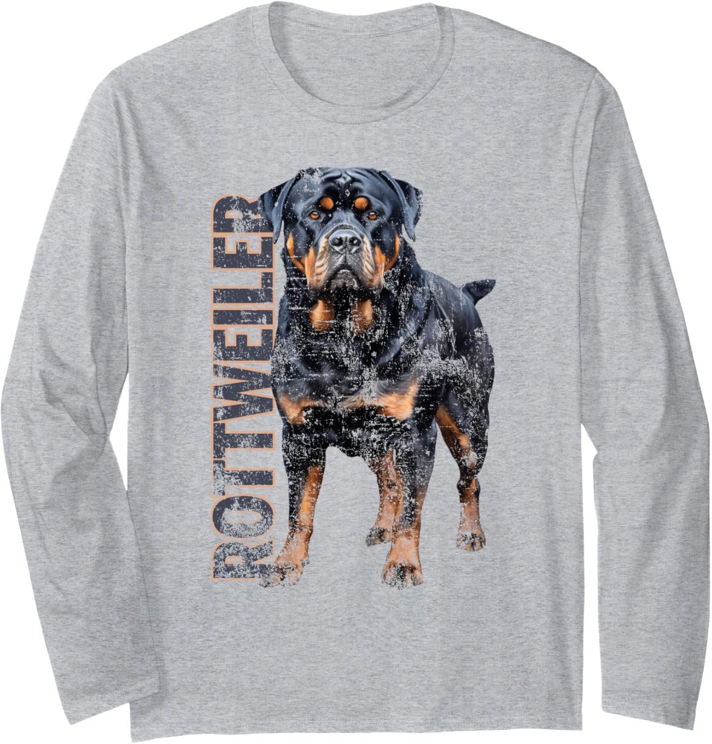 Rottweiler Watercolor Distressed Print Long Sleeve T-Shirt