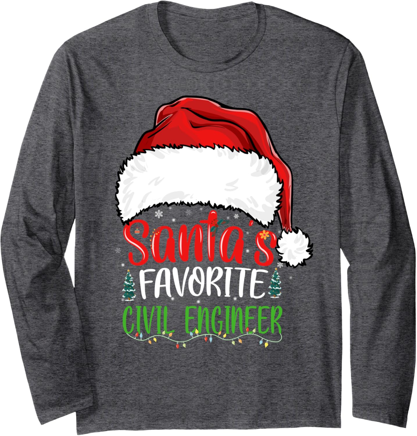 Santa's Favorite Civil Engineer Funny Christmas Long Sleeve T-Shirt