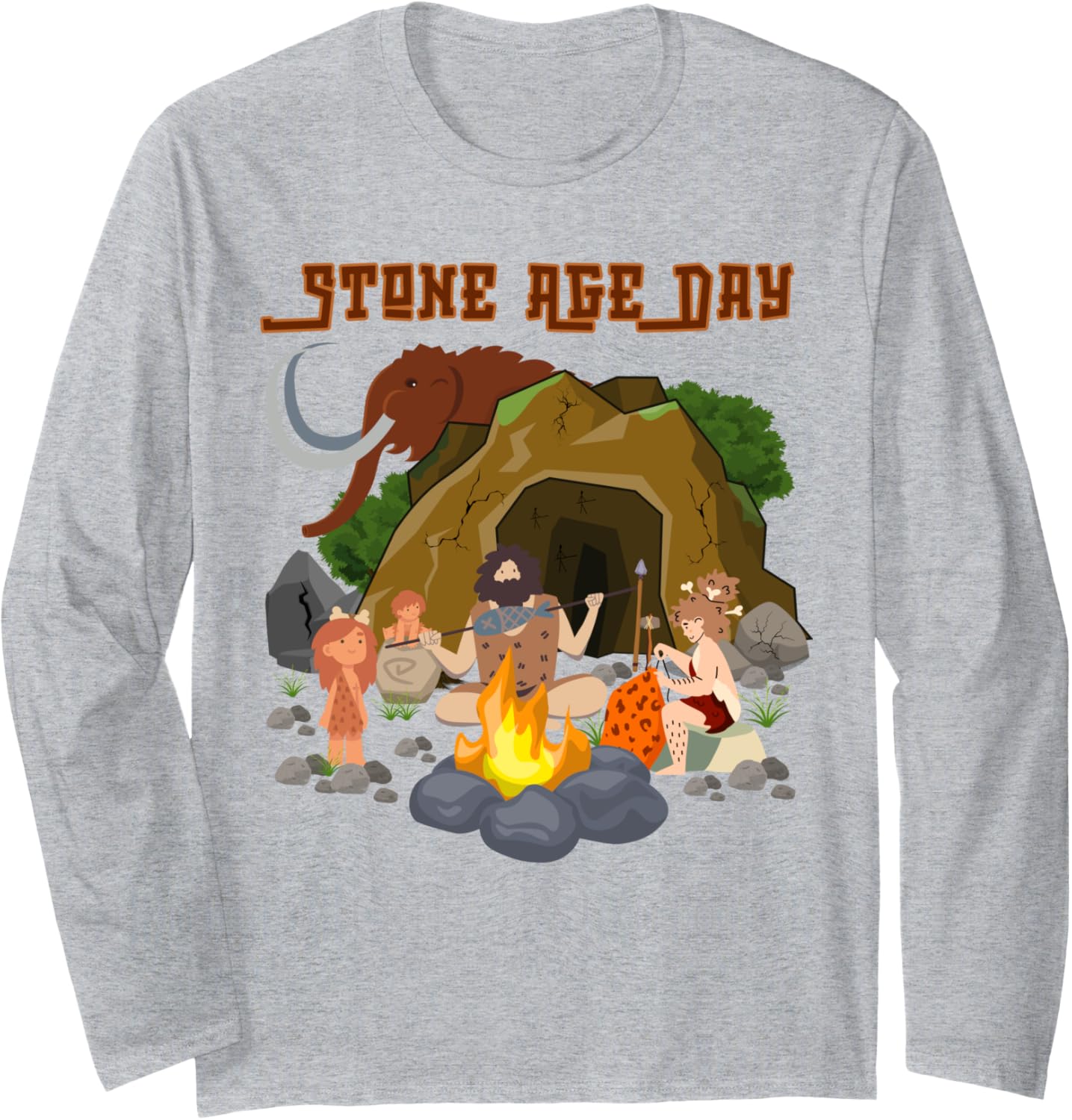 School Stone Age Day Costume, Mammoth, Boys, Girls Long Sleeve T-Shirt