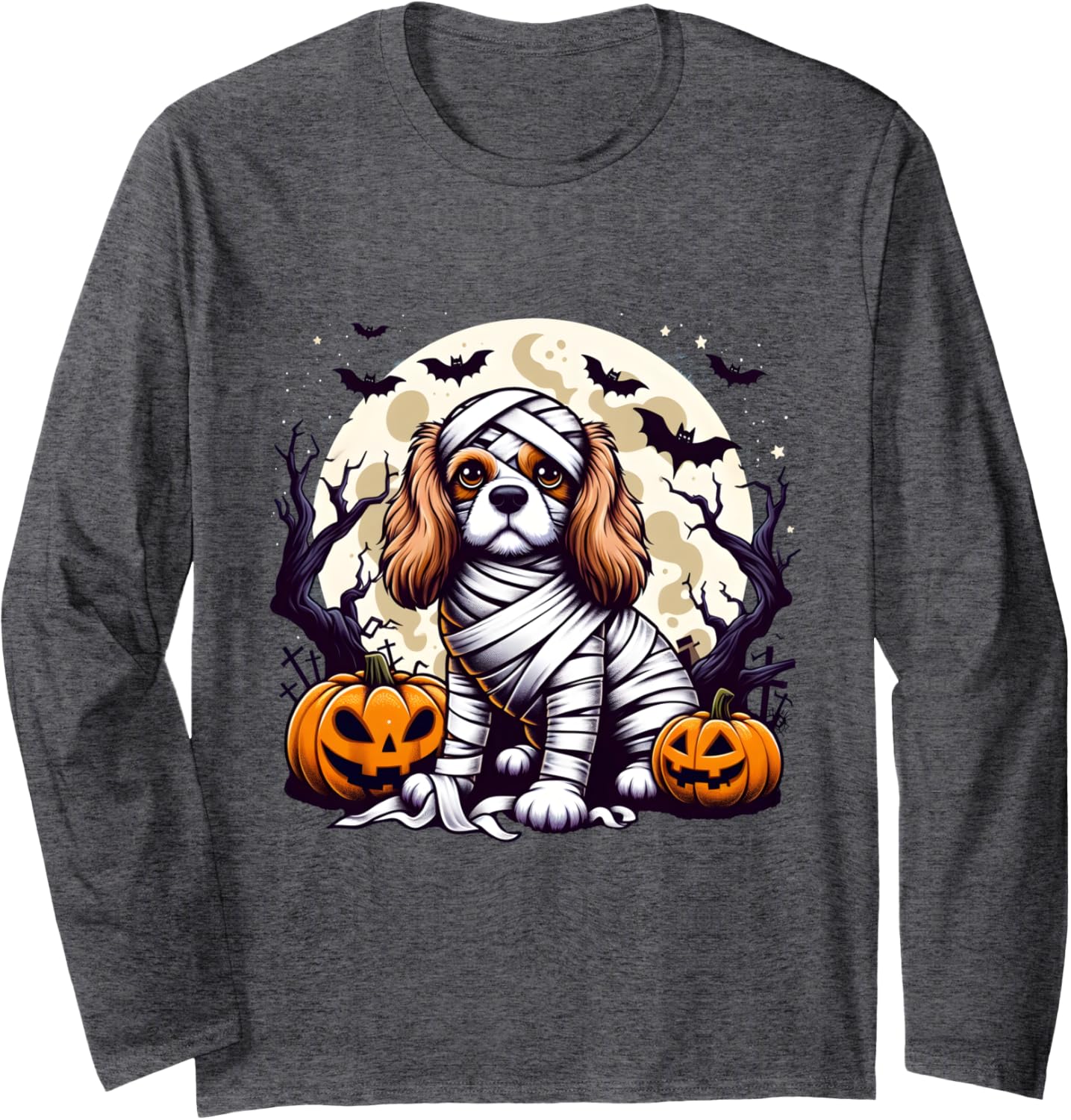 spooky Cavalier King Charles Spaniel mummy Long Sleeve T-Shirt