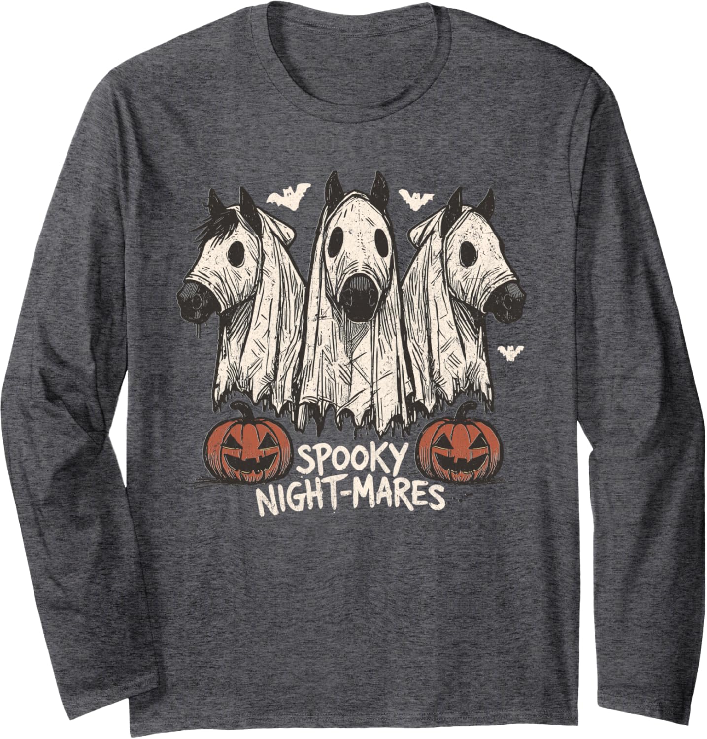 Spooky Night-Mares Halloween Horse Ghost Funny Spooky Season Long Sleeve T-Shirt