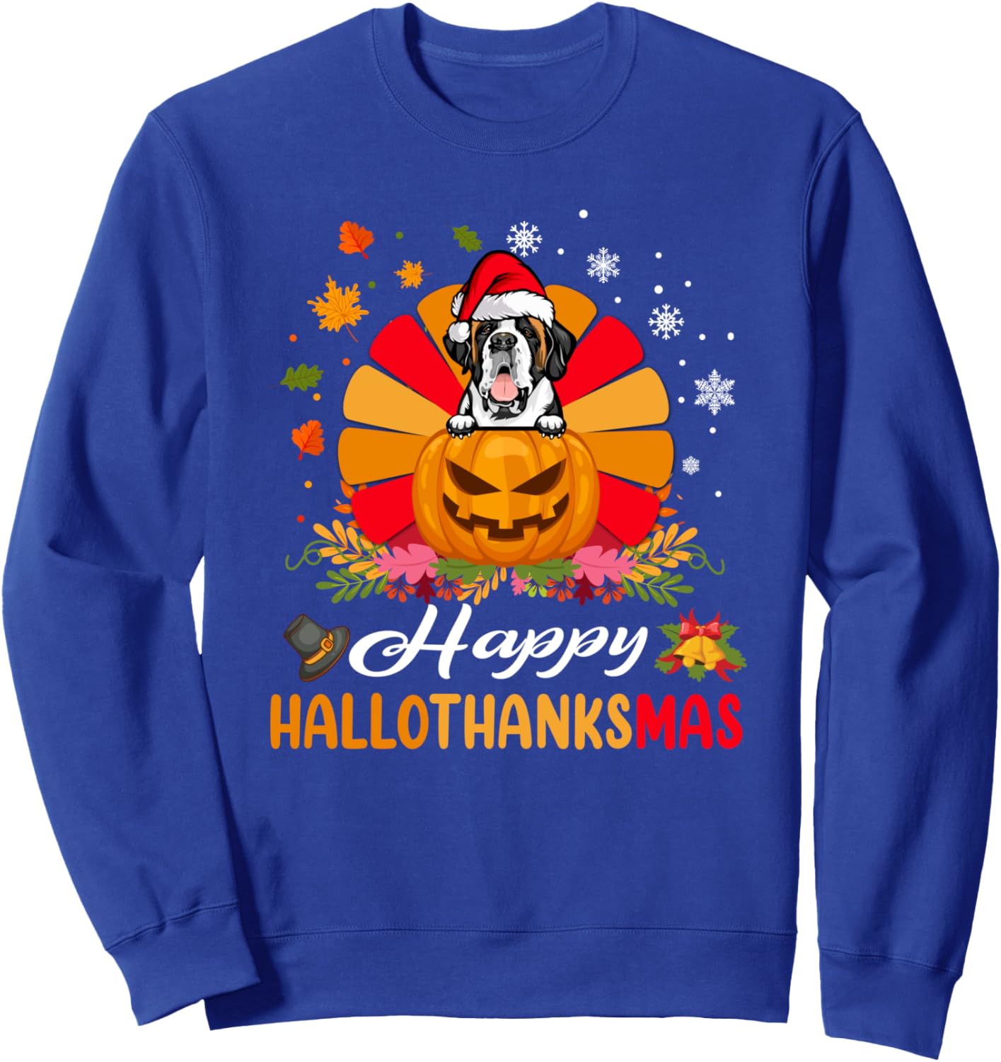 St Bernard Hallothanksmas Halloween Thanksgiving Christmas Sweatshirt