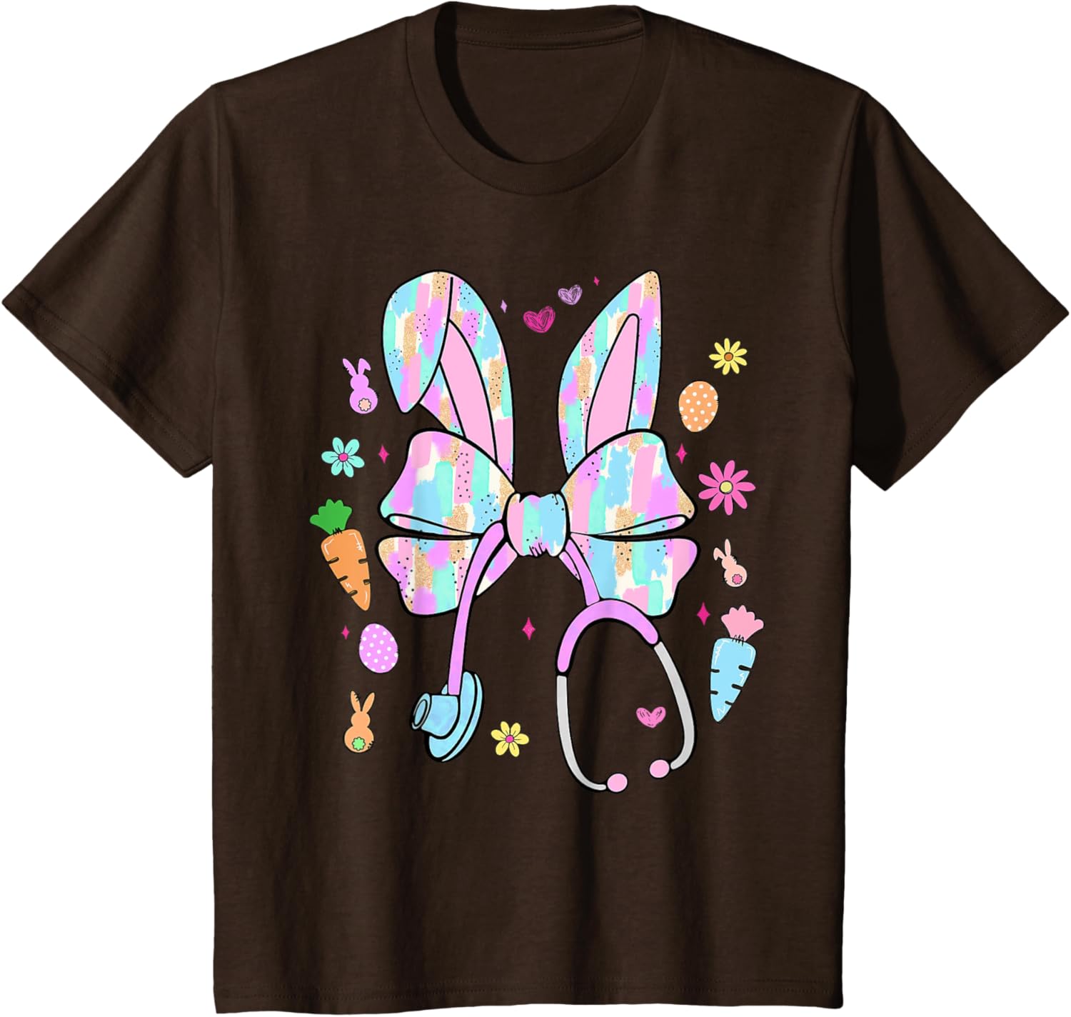 Stethoscope Coquette Bow Nurse Easter Bunny Spring Hunt Eggs T-Shirt