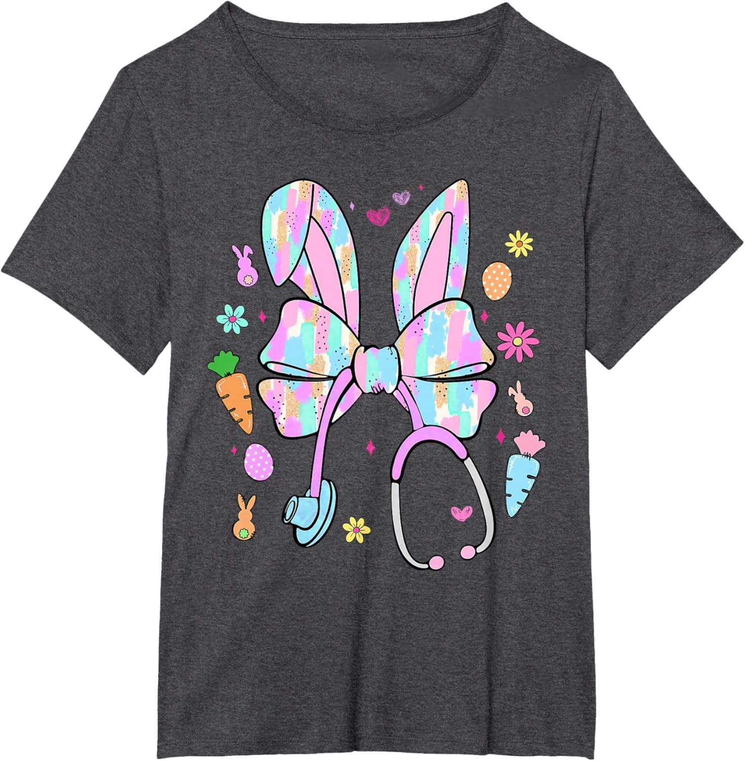 Stethoscope Coquette Bow Nurse Easter Bunny Spring Hunt Eggs T-Shirt