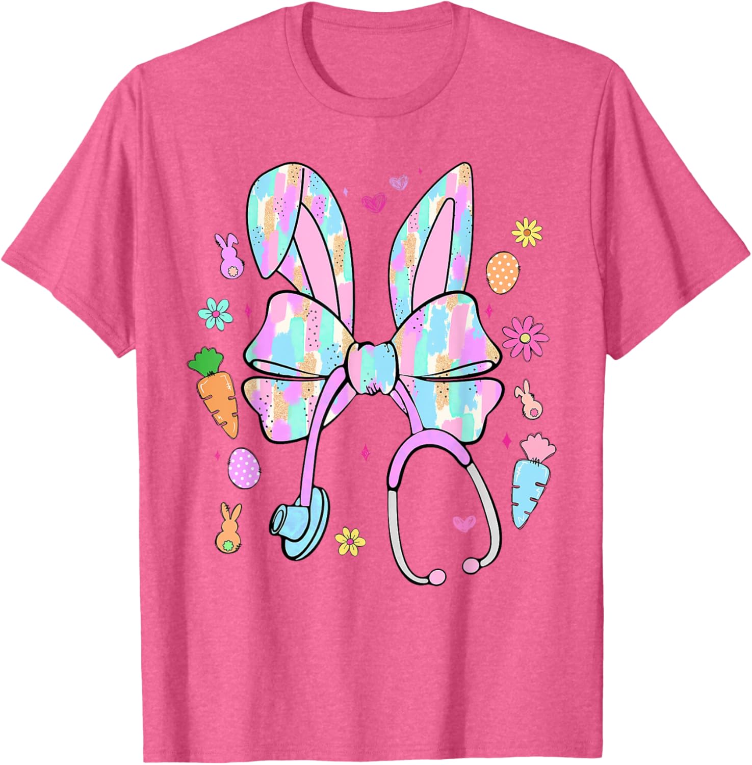 Stethoscope Coquette Bow Nurse Easter Bunny Spring Hunt Eggs T-Shirt