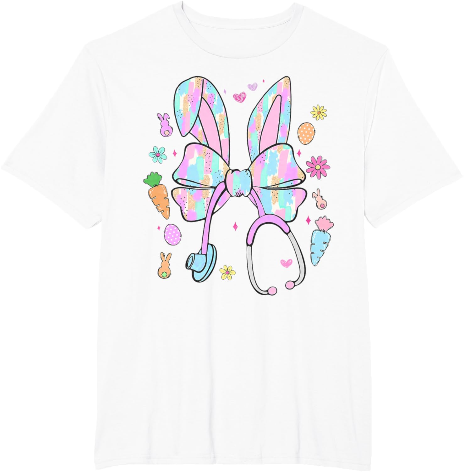 Stethoscope Coquette Bow Nurse Easter Bunny Spring Hunt Eggs T-Shirt