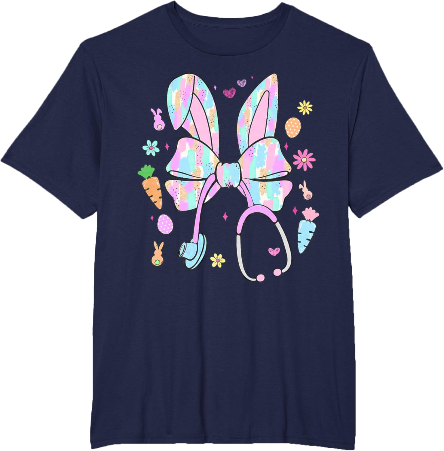 Stethoscope Coquette Bow Nurse Easter Bunny Spring Hunt Eggs T-Shirt