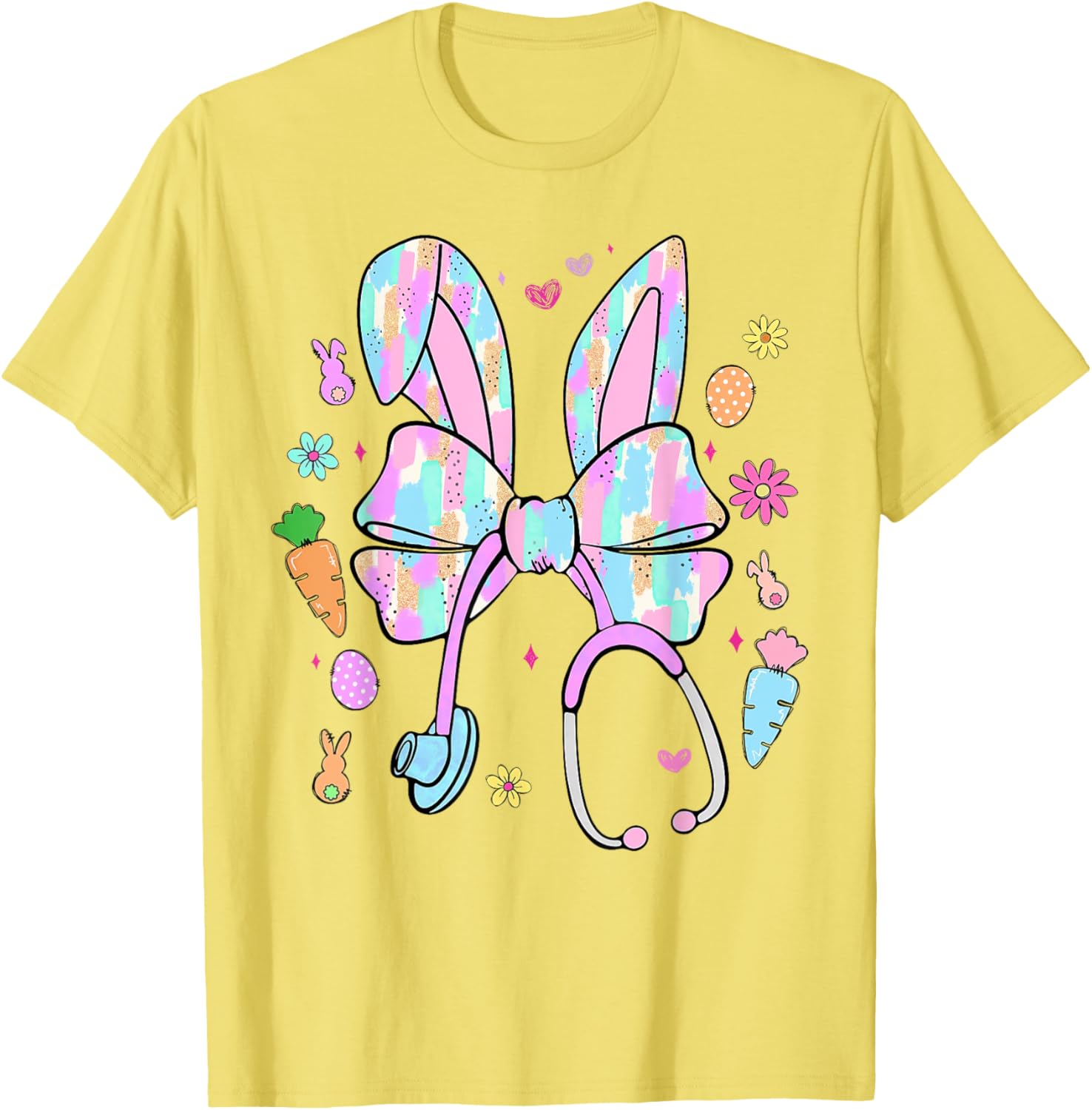 Stethoscope Coquette Bow Nurse Easter Bunny Spring Hunt Eggs T-Shirt