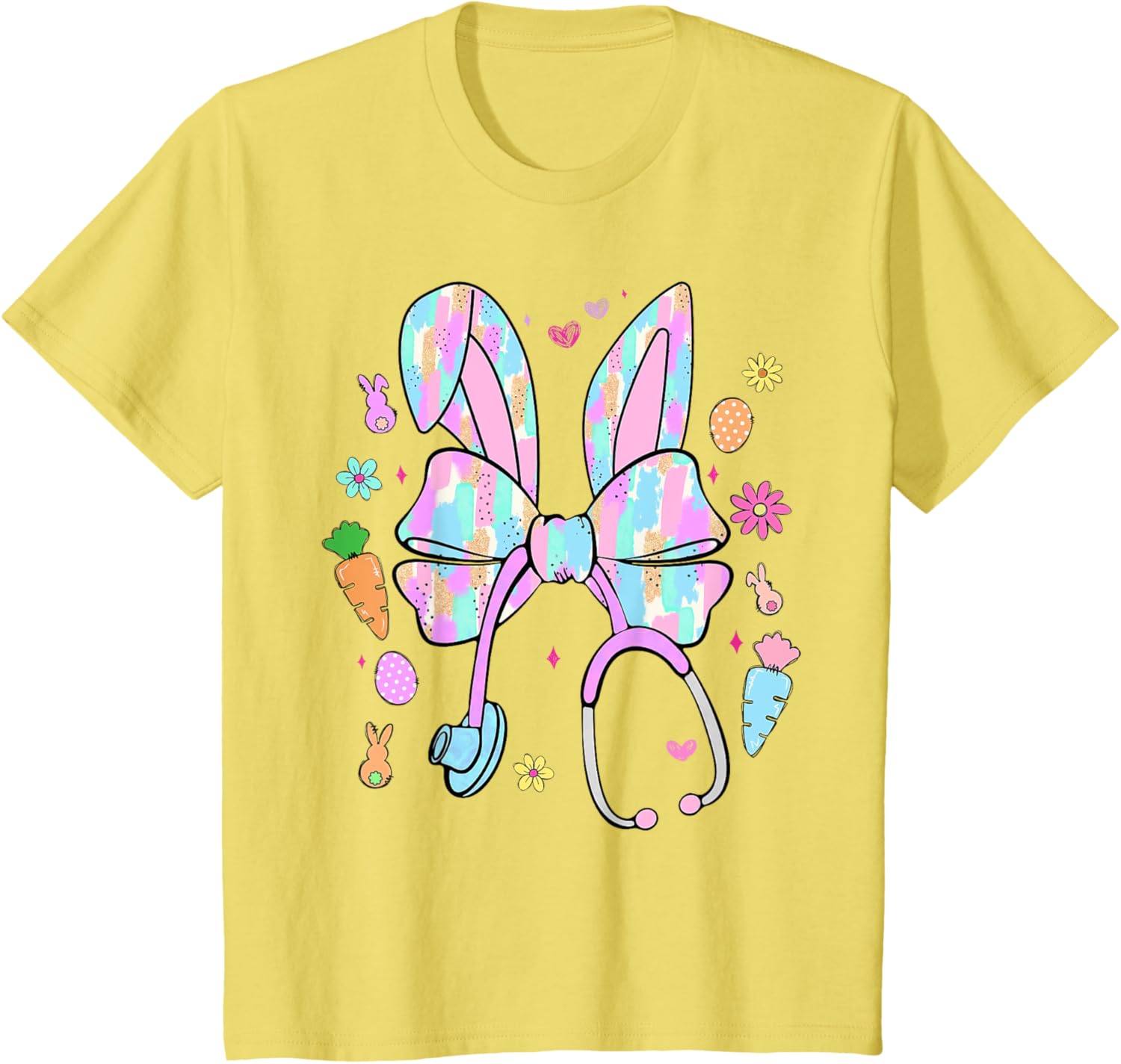 Stethoscope Coquette Bow Nurse Easter Bunny Spring Hunt Eggs T-Shirt