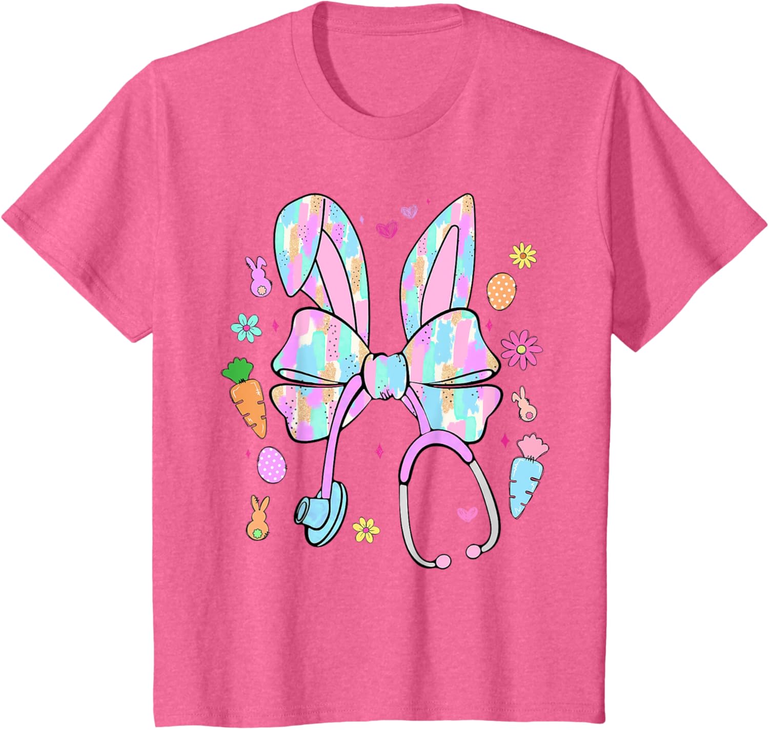 Stethoscope Coquette Bow Nurse Easter Bunny Spring Hunt Eggs T-Shirt