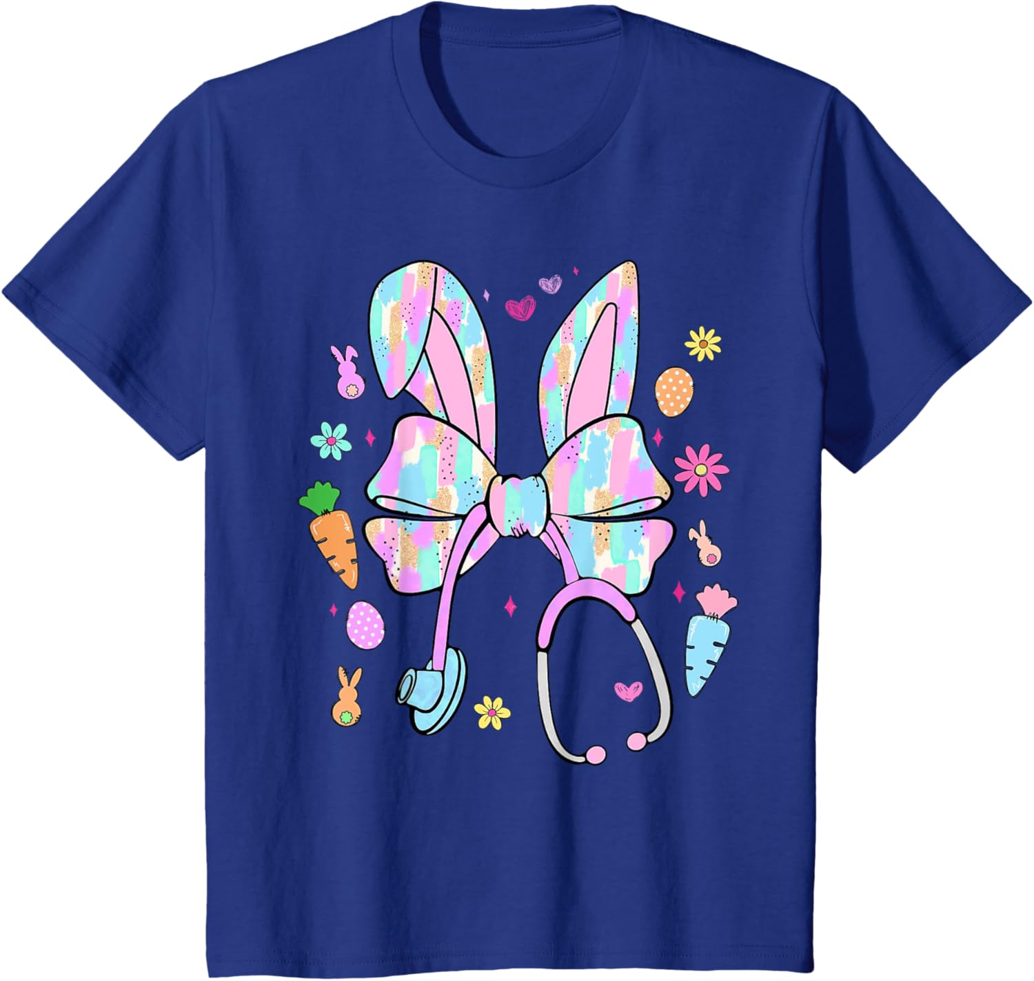 Stethoscope Coquette Bow Nurse Easter Bunny Spring Hunt Eggs T-Shirt