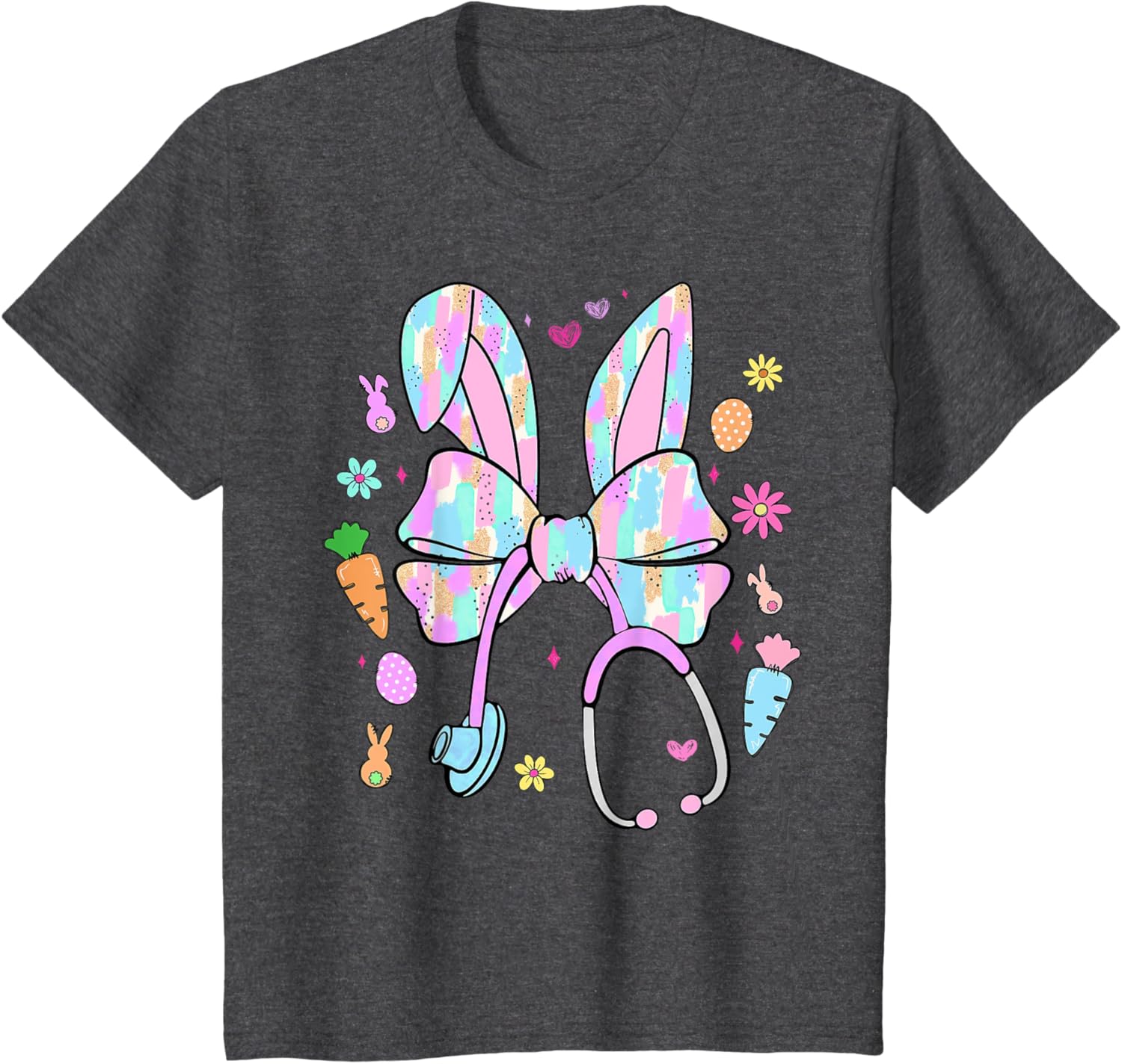 Stethoscope Coquette Bow Nurse Easter Bunny Spring Hunt Eggs T-Shirt