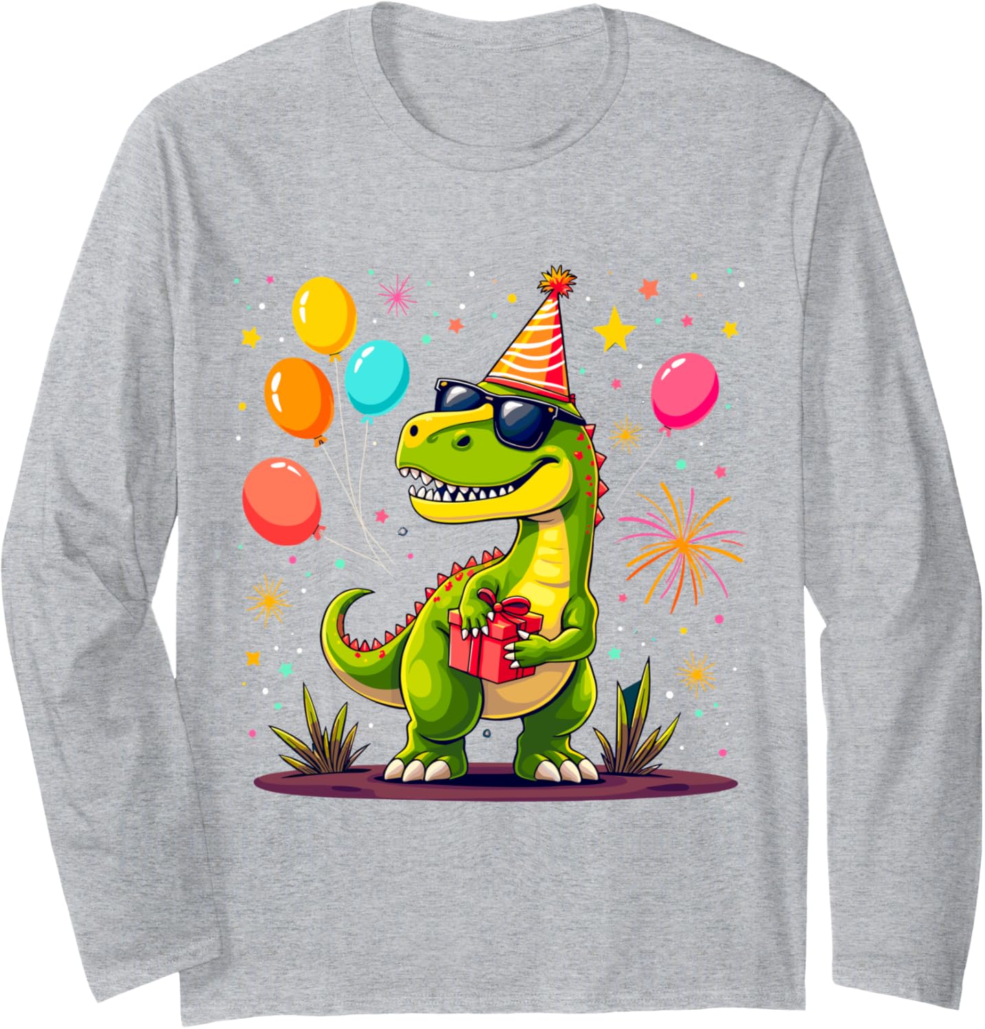 T-Rex Birthday Party Dinosaur Long Sleeve T-Shirt