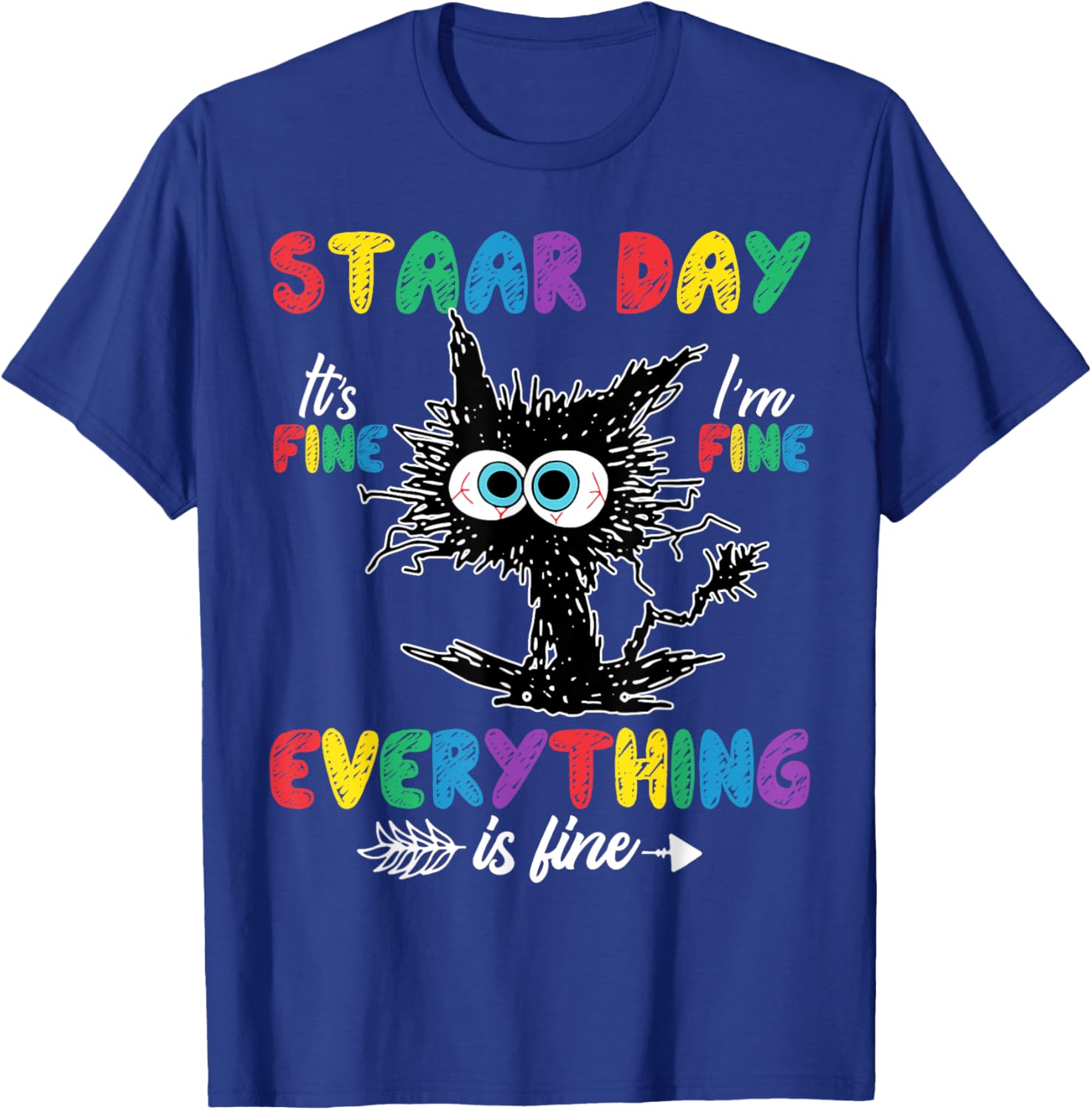 Test Day Black Cat Teacher Student Kids Staar Testing Day T-Shirt