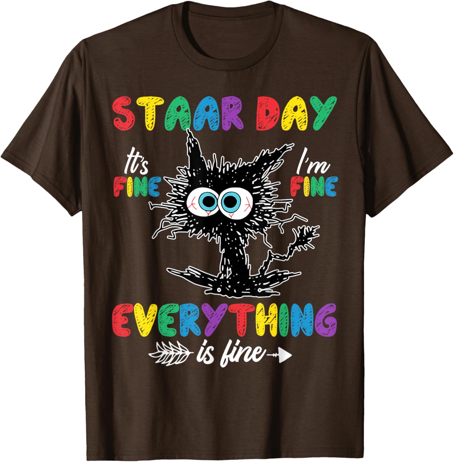 Test Day Black Cat Teacher Student Kids Staar Testing Day T-Shirt