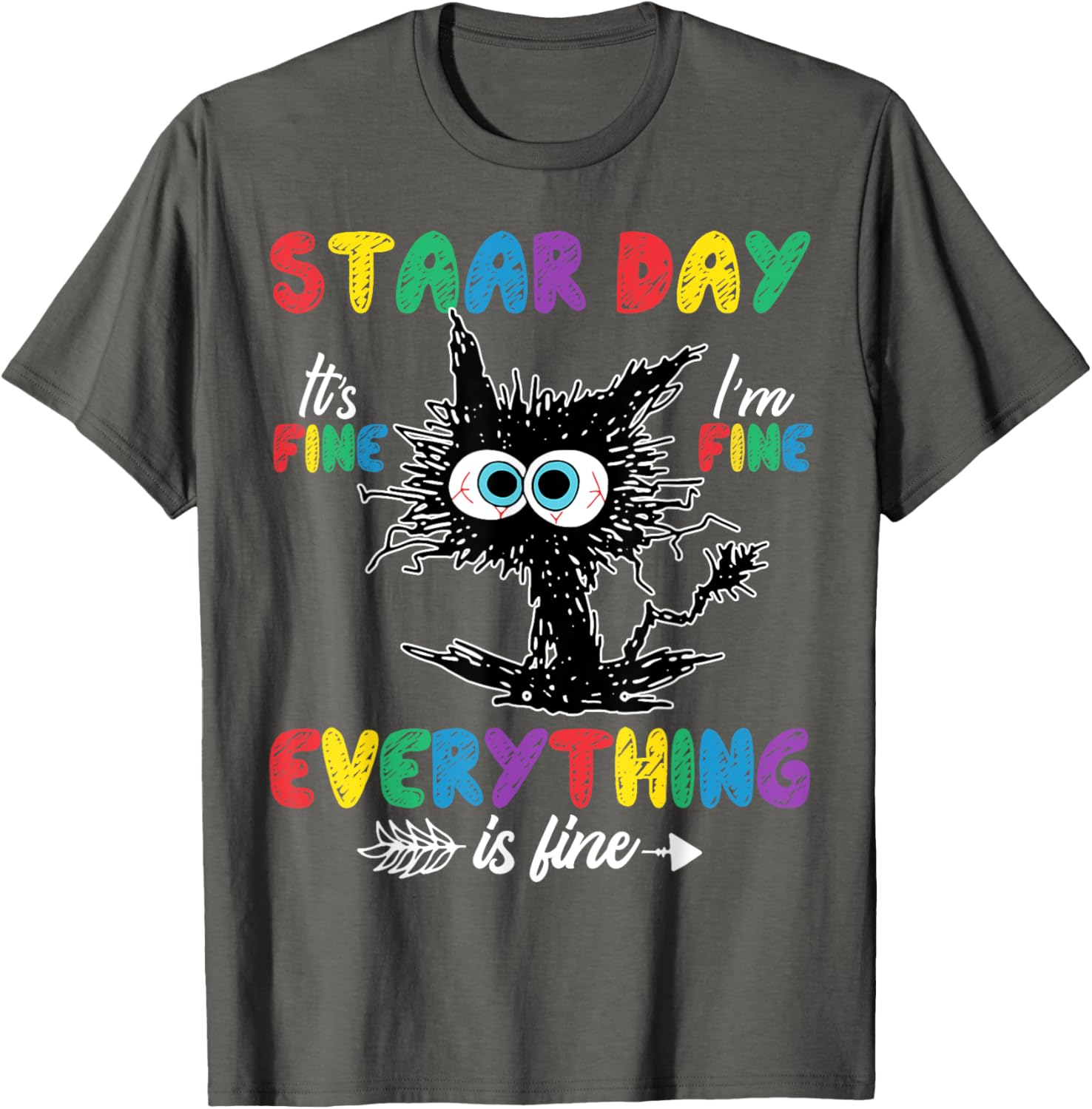 Test Day Black Cat Teacher Student Kids Staar Testing Day T-Shirt