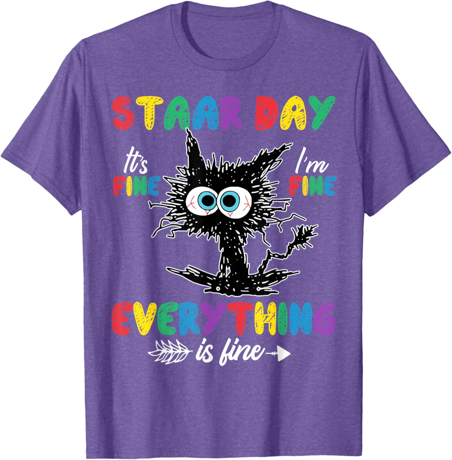 Test Day Black Cat Teacher Student Kids Staar Testing Day T-Shirt
