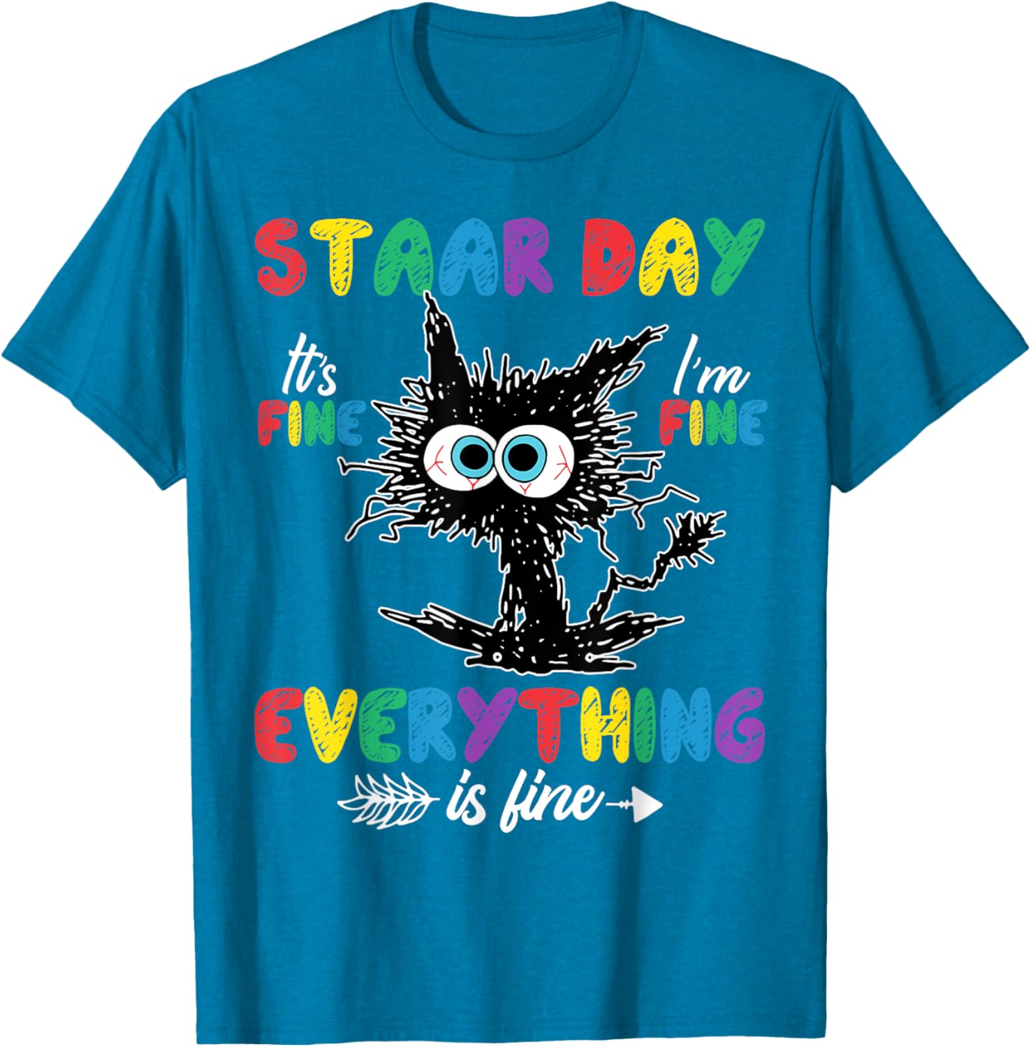 Test Day Black Cat Teacher Student Kids Staar Testing Day T-Shirt
