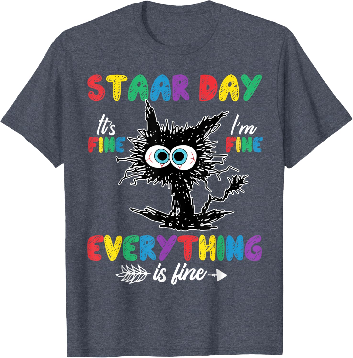 Test Day Black Cat Teacher Student Kids Staar Testing Day T-Shirt