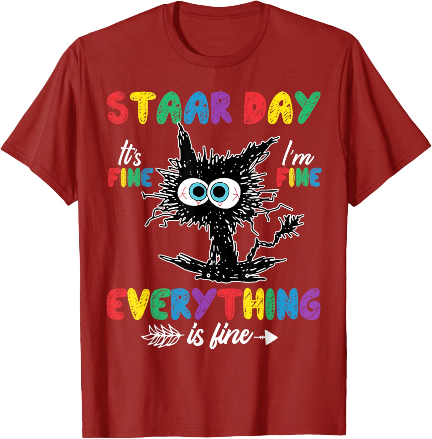 Test Day Black Cat Teacher Student Kids Staar Testing Day T-Shirt