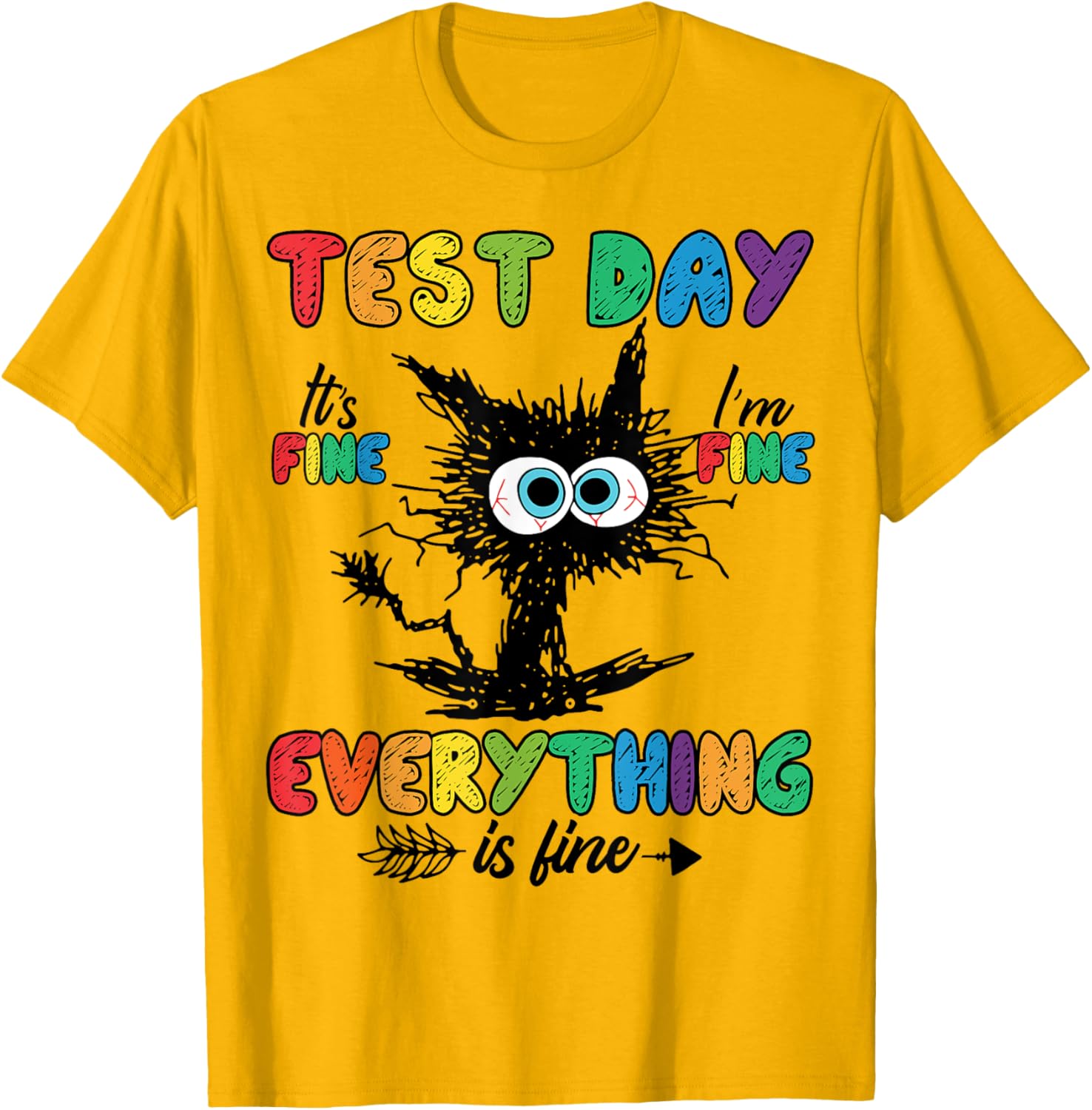 Test Day Funny Stressed Cat Teacher Student Kids Testing Day T-Shirt