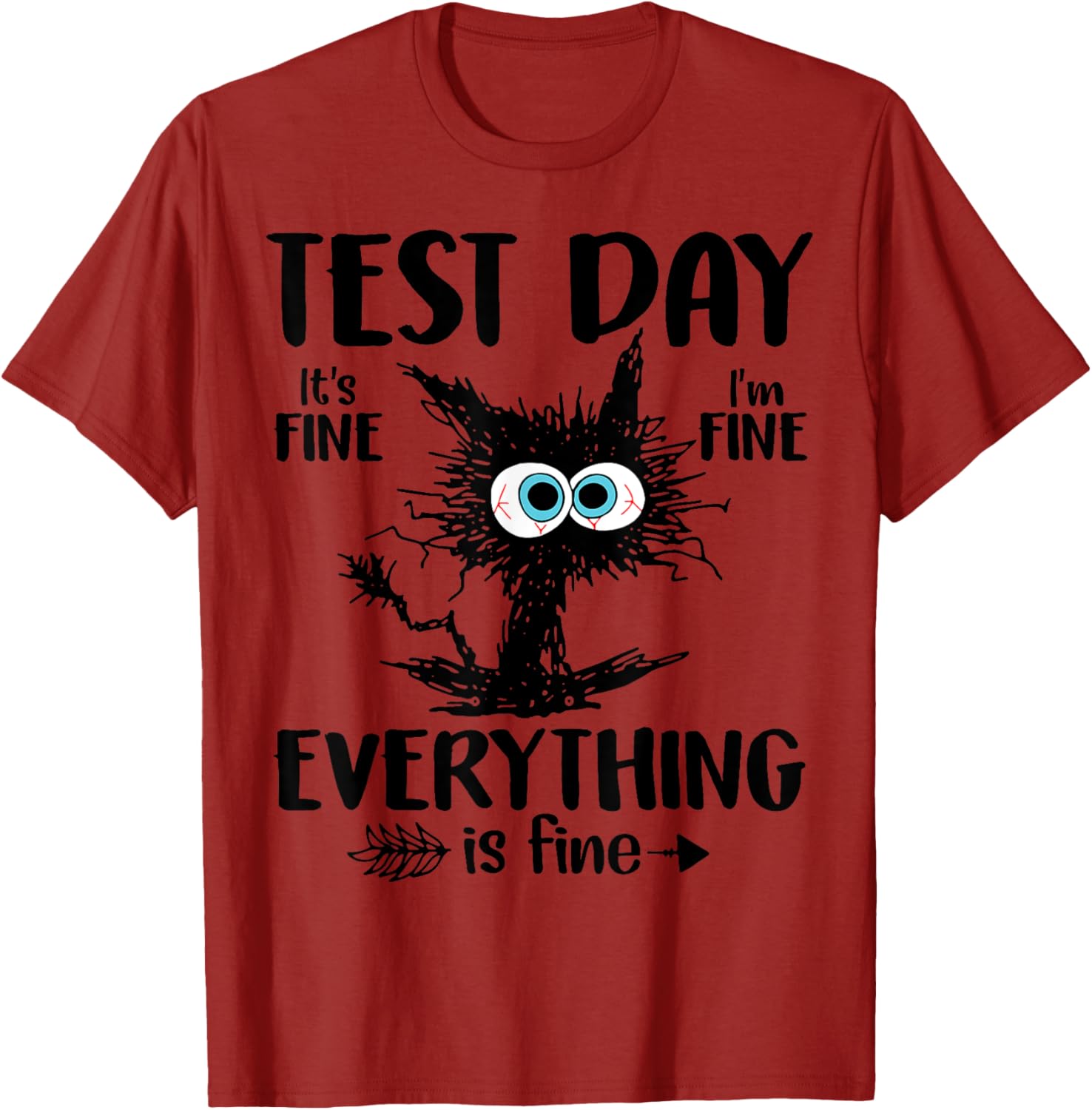 Test Day Funny Stressed Cat Teacher Student Kids Testing Day T-Shirt