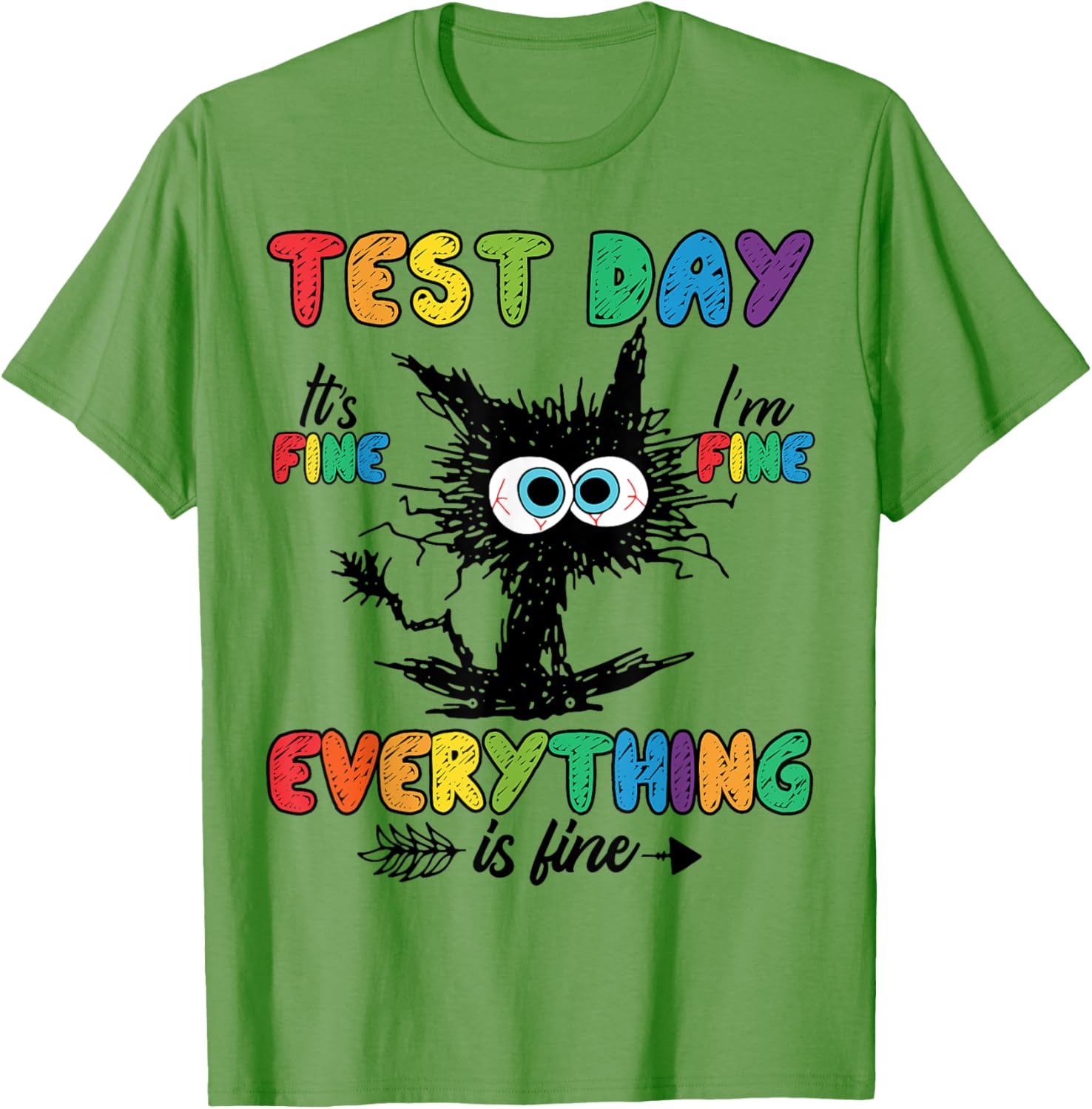 Test Day Funny Stressed Cat Teacher Student Kids Testing Day T-Shirt