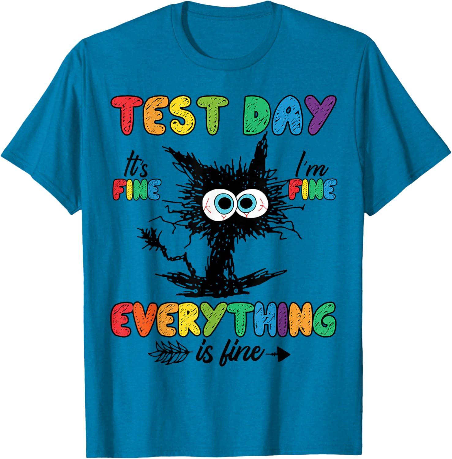 Test Day Funny Stressed Cat Teacher Student Kids Testing Day T-Shirt
