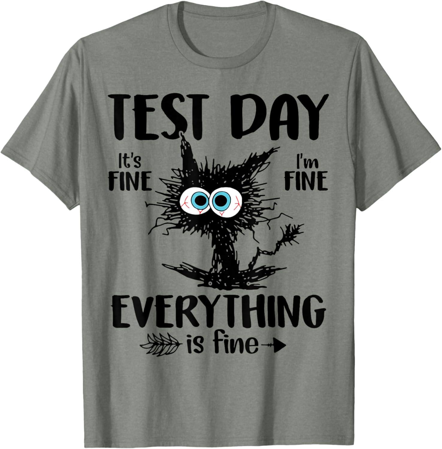 Test Day Funny Stressed Cat Teacher Student Kids Testing Day T-Shirt