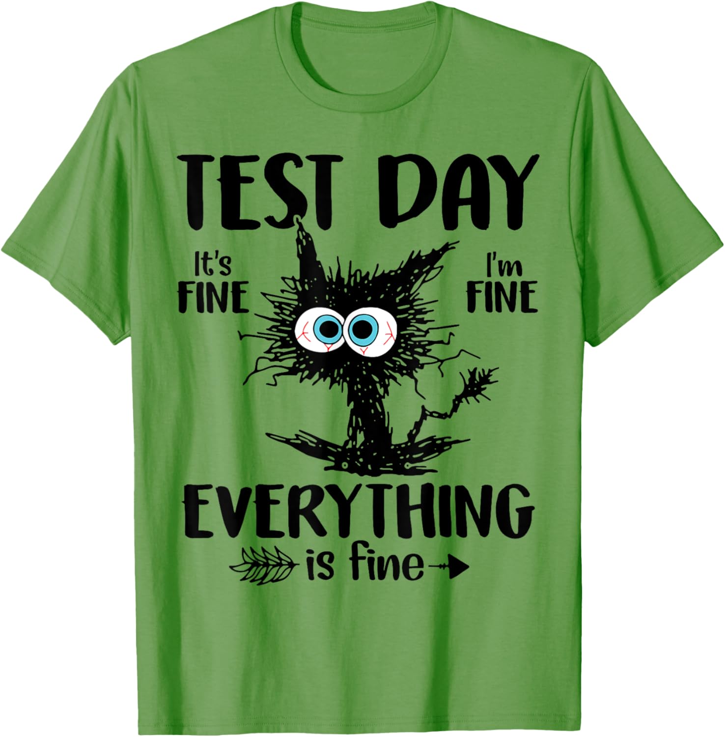 Test Day Funny Stressed Cat Teacher Student Kids Testing Day T-Shirt