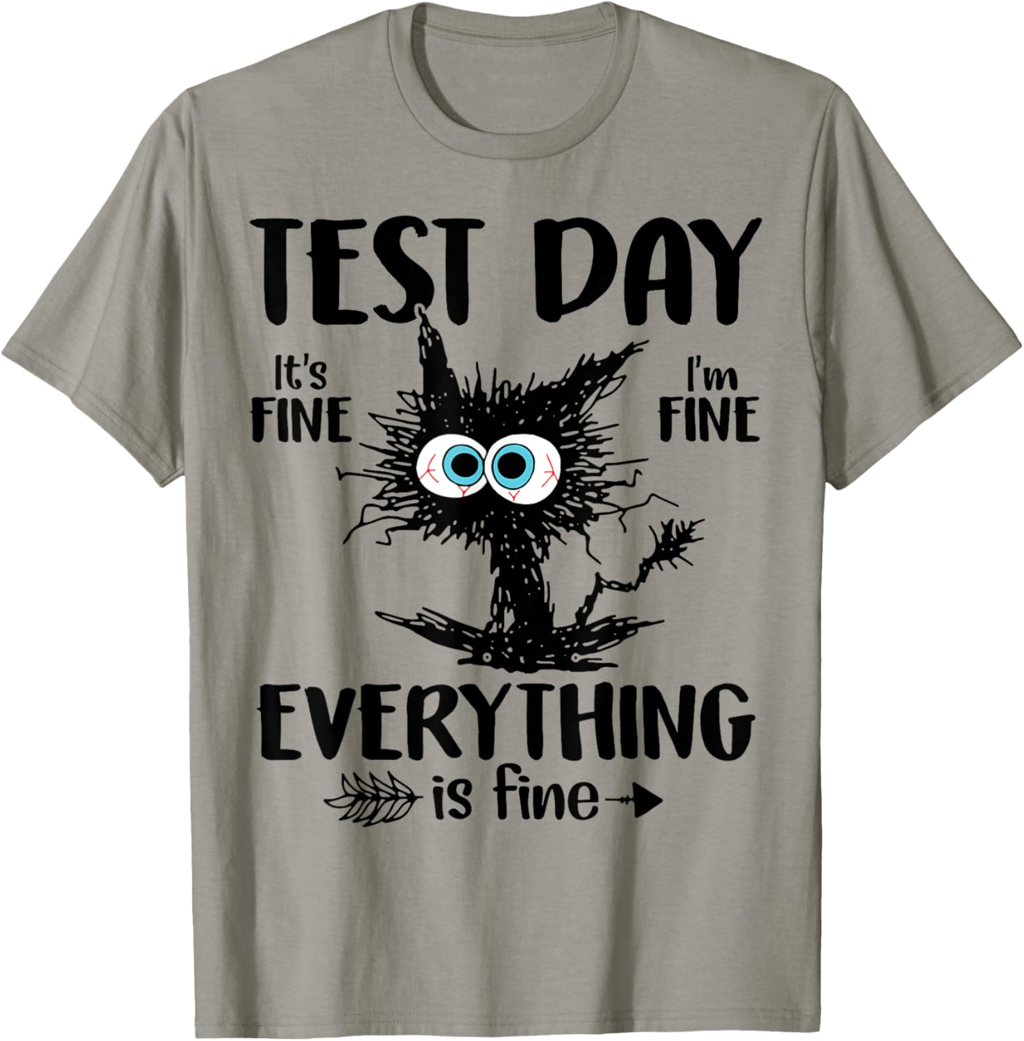 Test Day Funny Stressed Cat Teacher Student Kids Testing Day T-Shirt