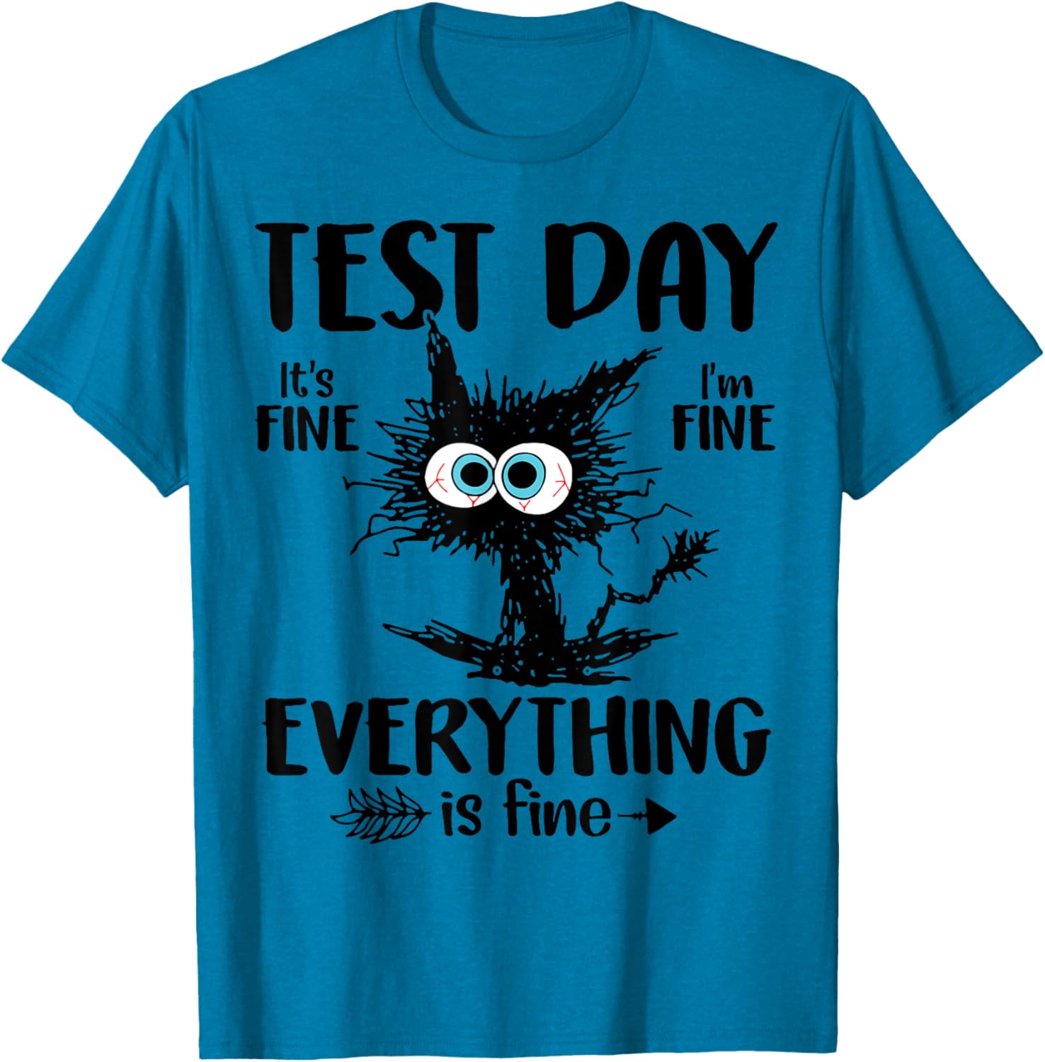 Test Day Funny Stressed Cat Teacher Student Kids Testing Day T-Shirt