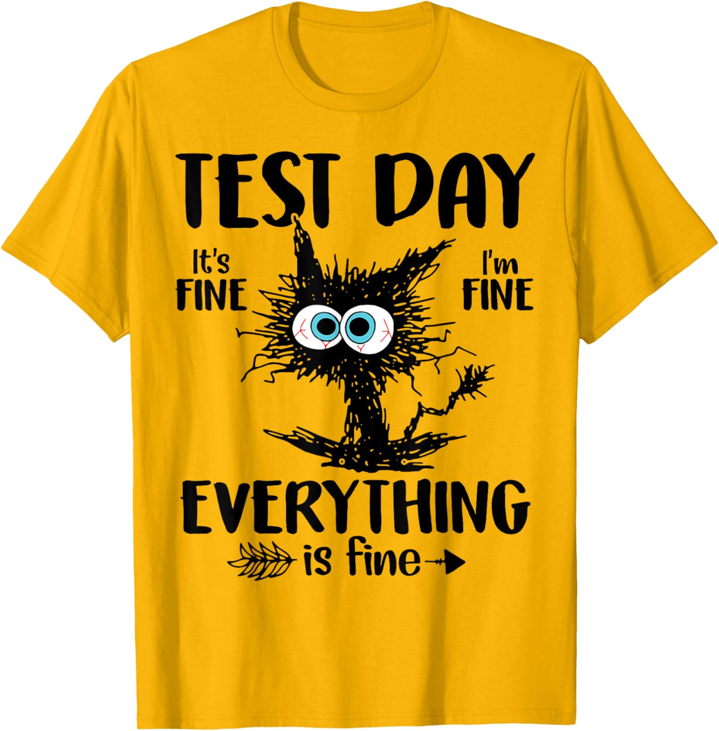 Test Day Funny Stressed Cat Teacher Student Kids Testing Day T-Shirt