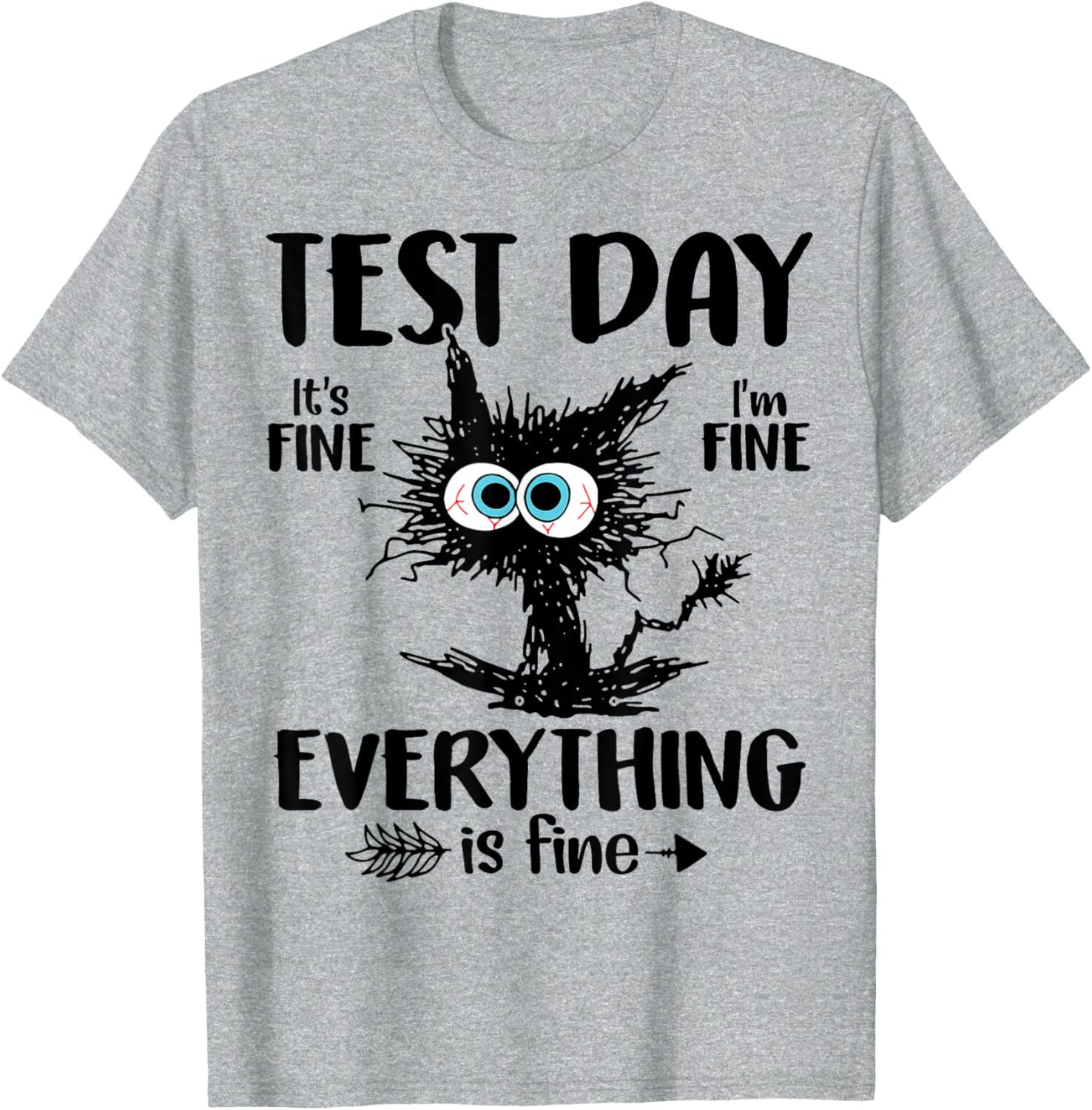 Test Day Funny Stressed Cat Teacher Student Kids Testing Day T-Shirt